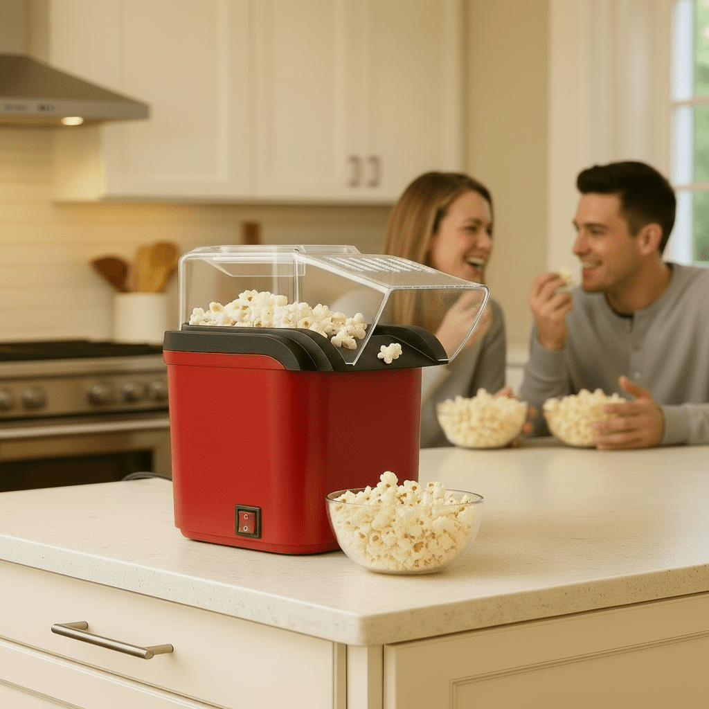 AeroPop mini-elektrisk popcornmaskin — varmluftspopcorn på tre minuter