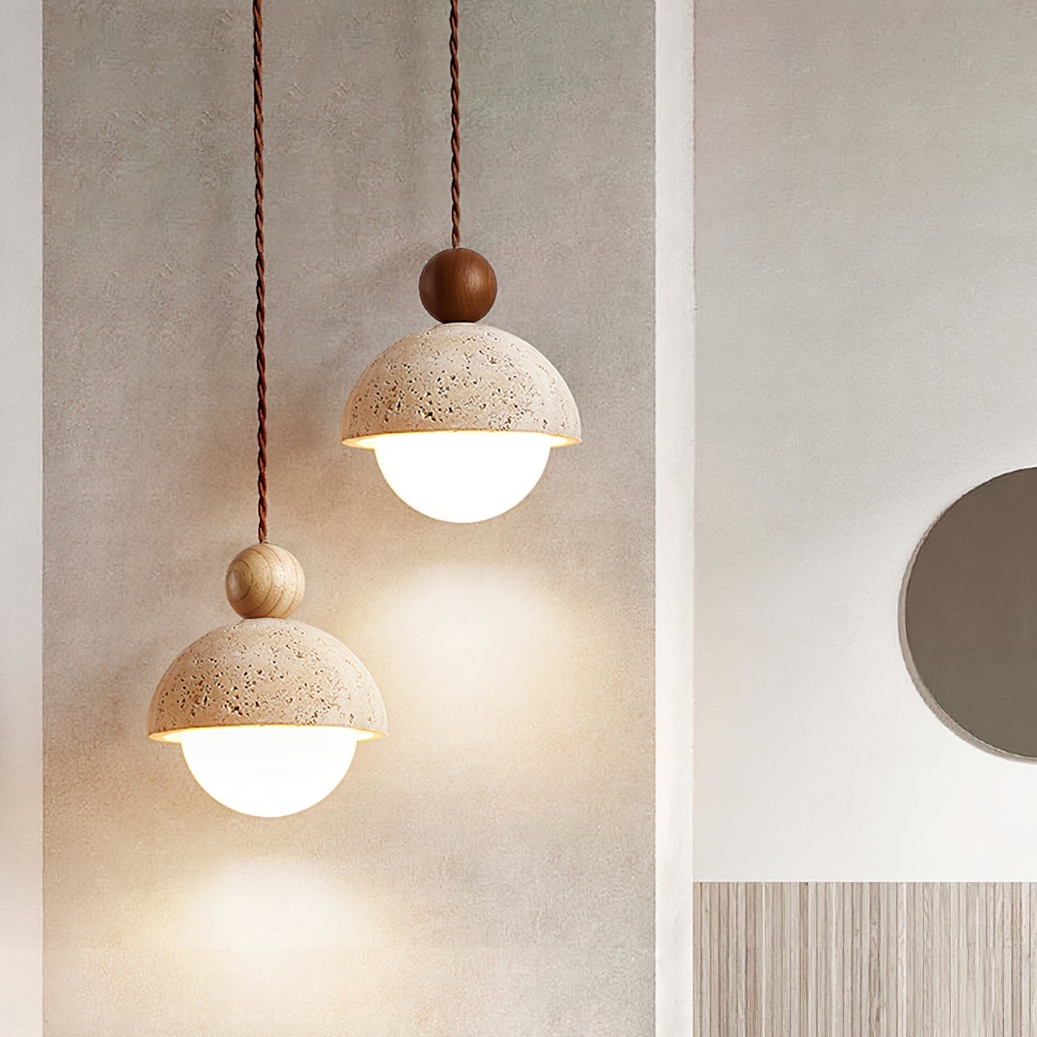 Vaire Pendant Light Travertine Dome Glass | ventumra