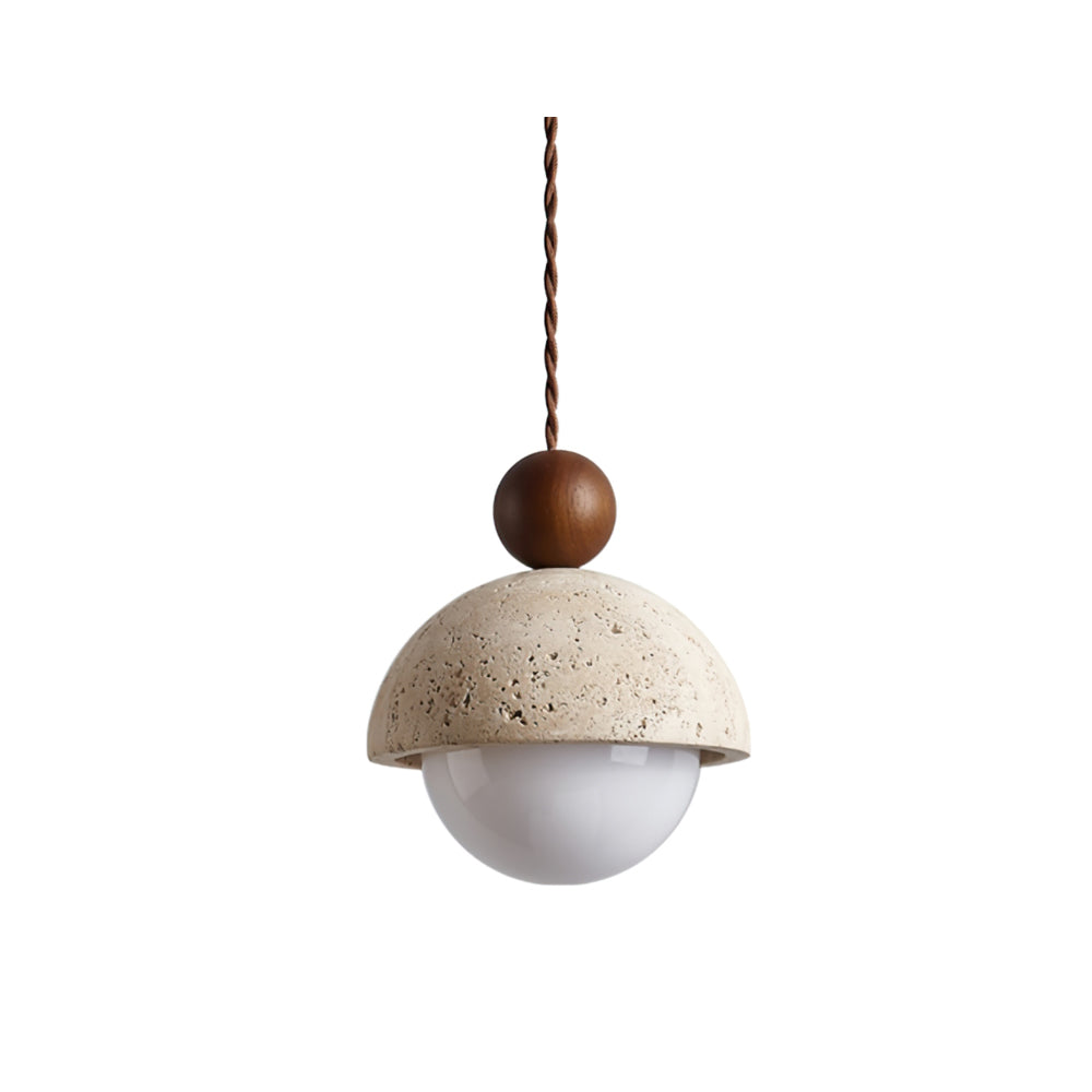 Vaire Pendant Light Travertine Dome Glass - Neutralighting