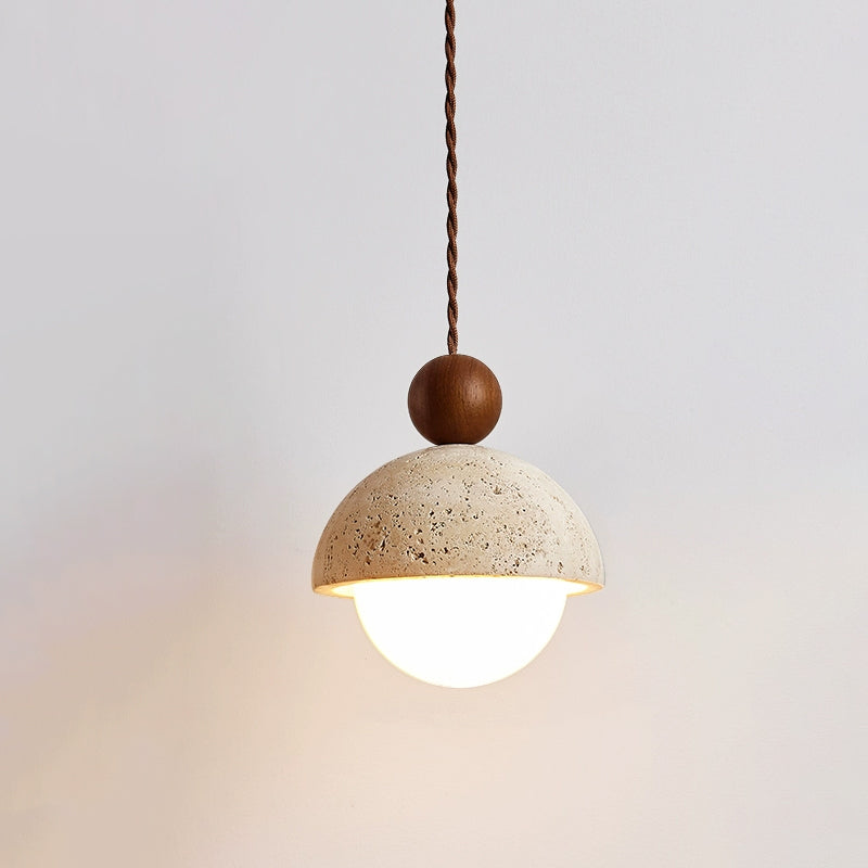 Vaire Pendant Light Travertine Dome Glass | ventumra