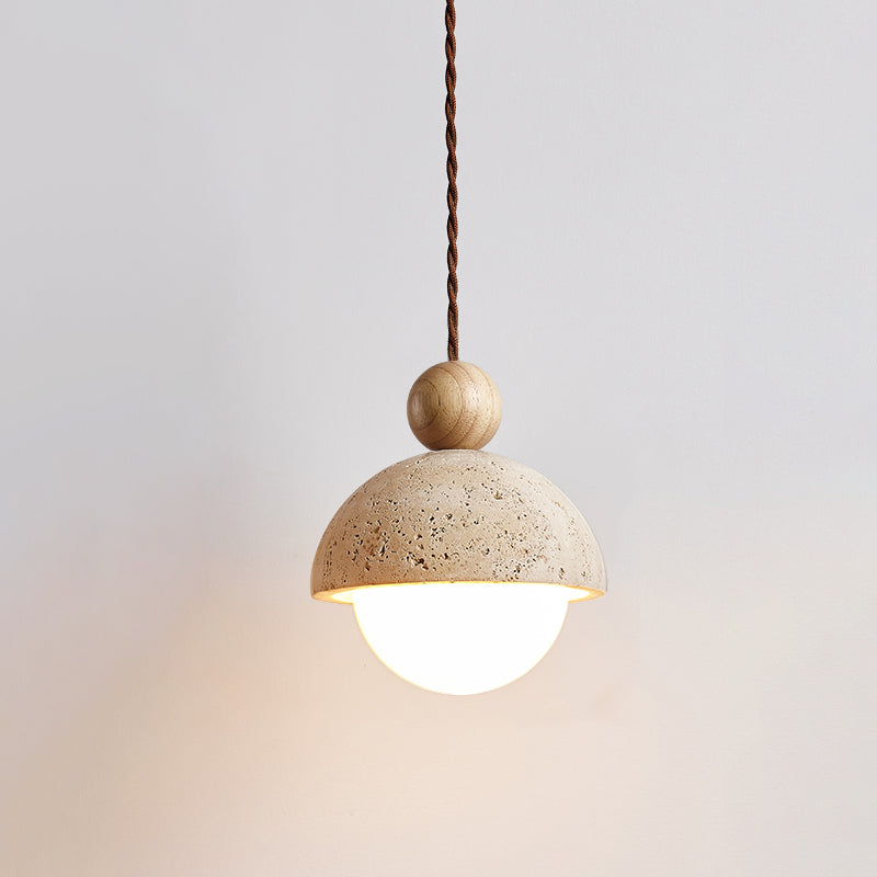 Vaire Pendant Light Travertine Dome Glass | ventumra