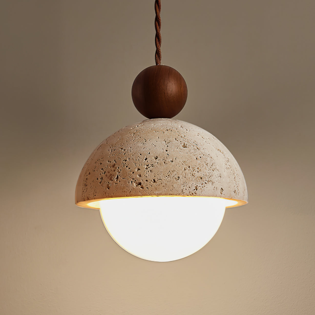 Vaire Pendant Light Travertine Dome Glass | ventumra
