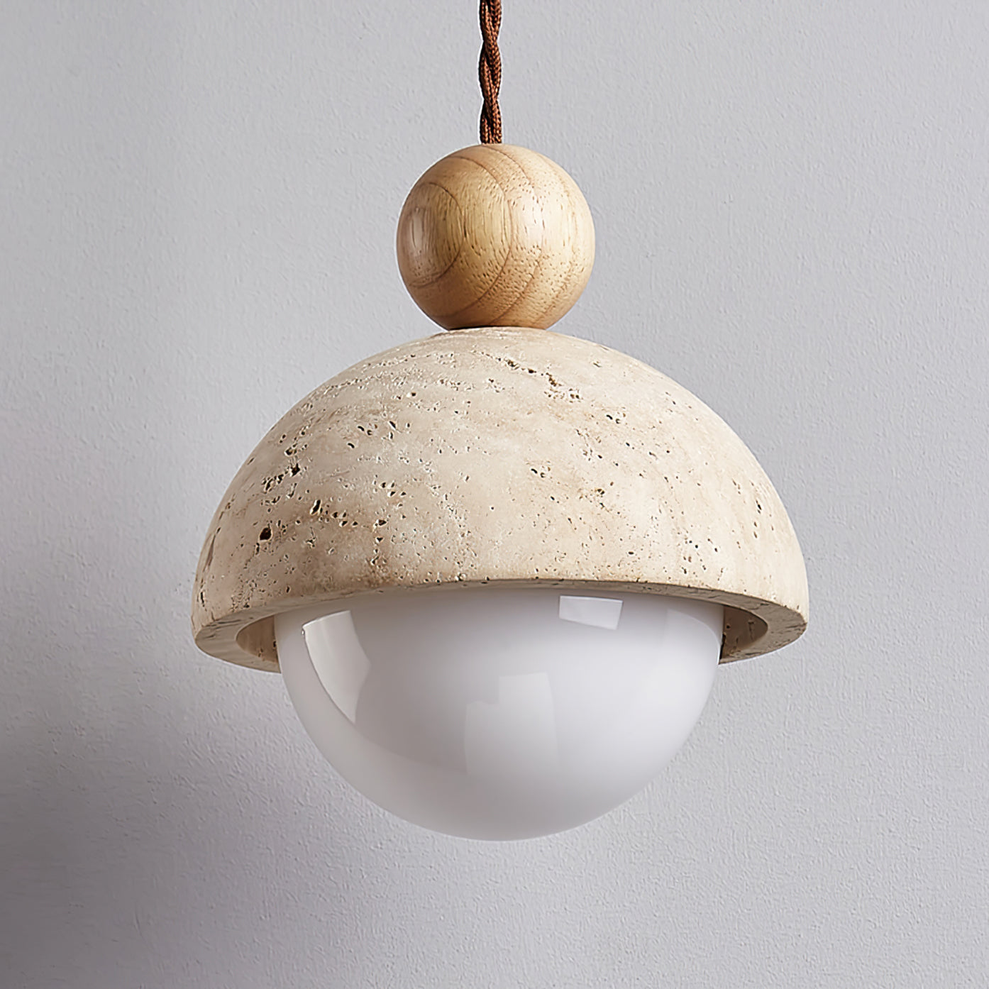 Vaire Pendant Light Travertine Dome Glass | ventumra