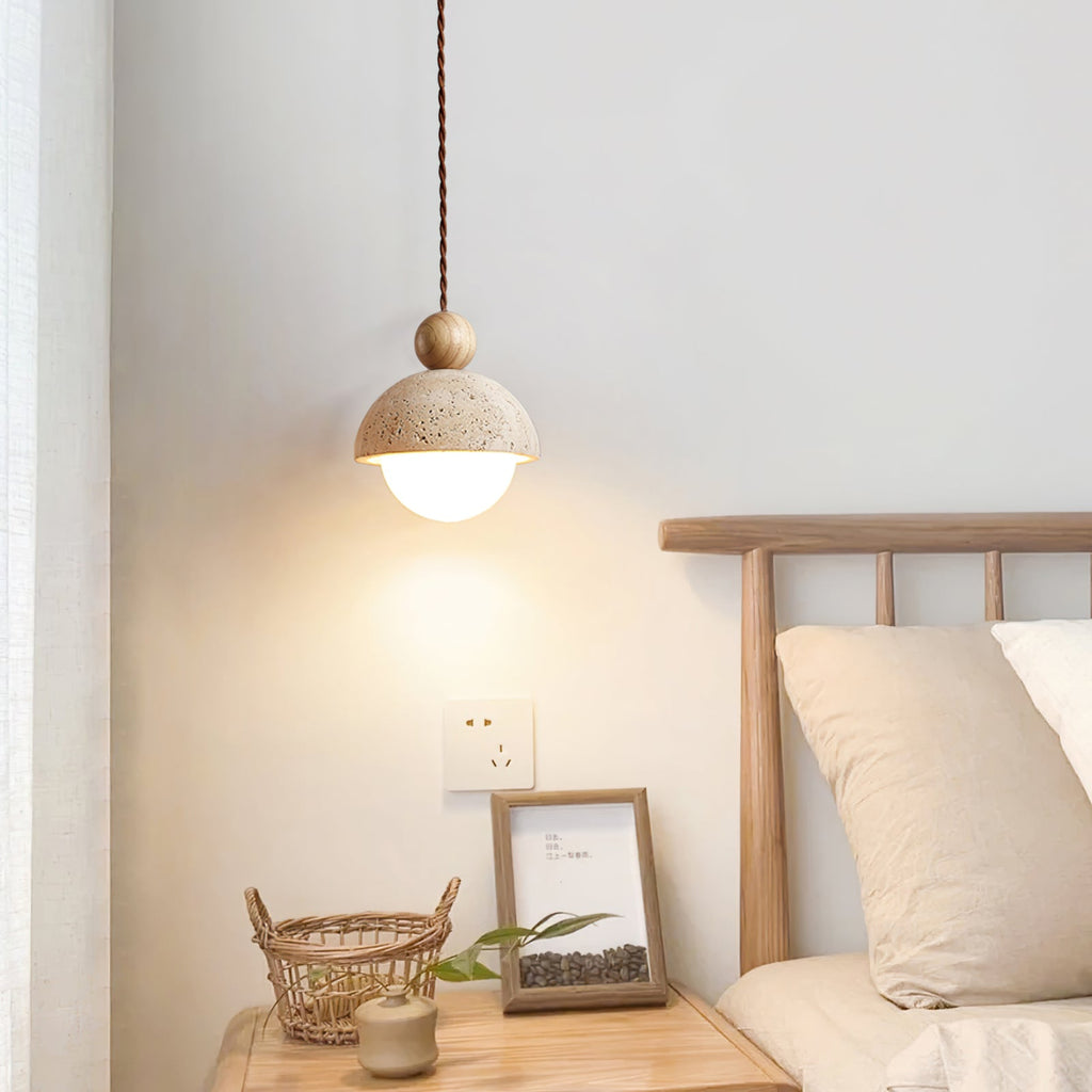 Vaire Pendant Light Travertine Dome Glass | ventumra