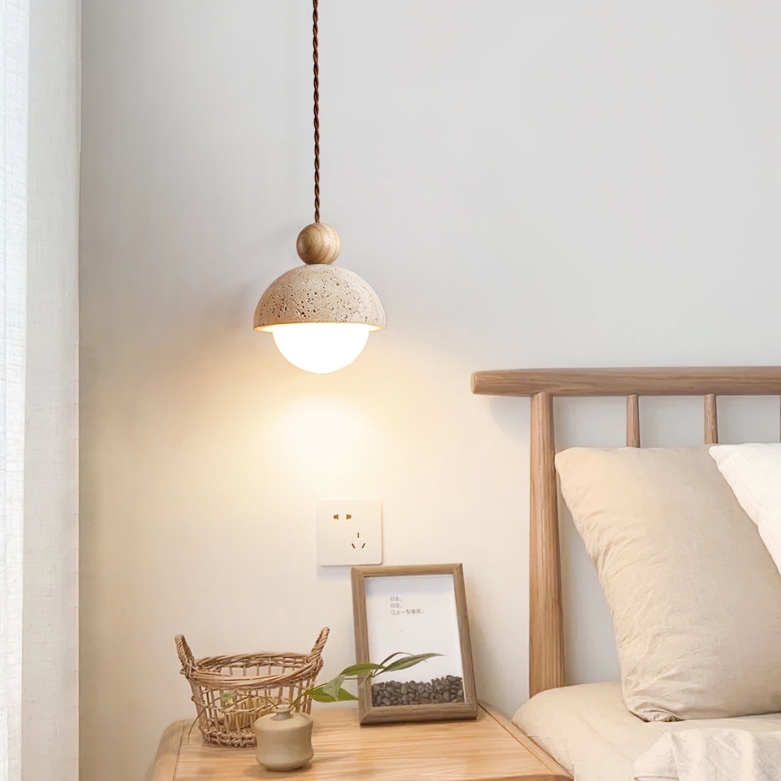 Vaire Pendant Light Travertine Dome Glass | ventumra