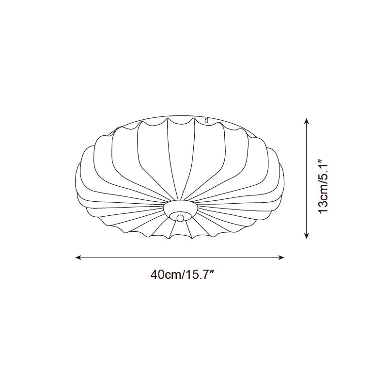 Ceiling Lamp Fabric Shade Pleated Lotus Shape Wooden Canopy | ventumra