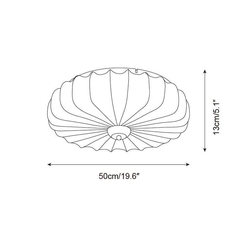 Ceiling Lamp Fabric Shade Pleated Lotus Shape Wooden Canopy | ventumra