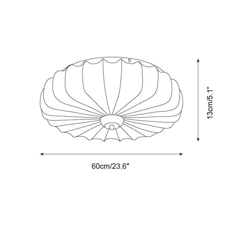 Ceiling Lamp Fabric Shade Pleated Lotus Shape Wooden Canopy | ventumra