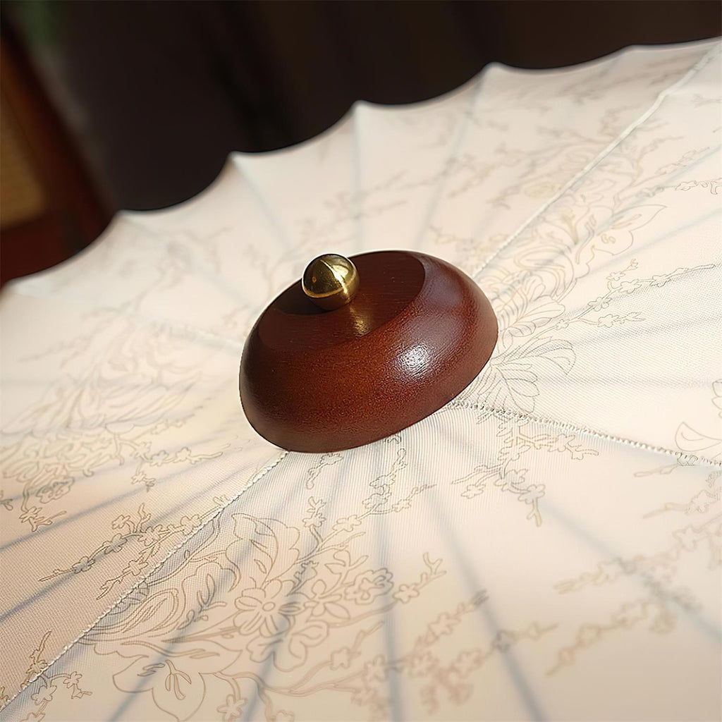 Ceiling Lamp Fabric Shade Pleated Lotus Shape Wooden Canopy | ventumra