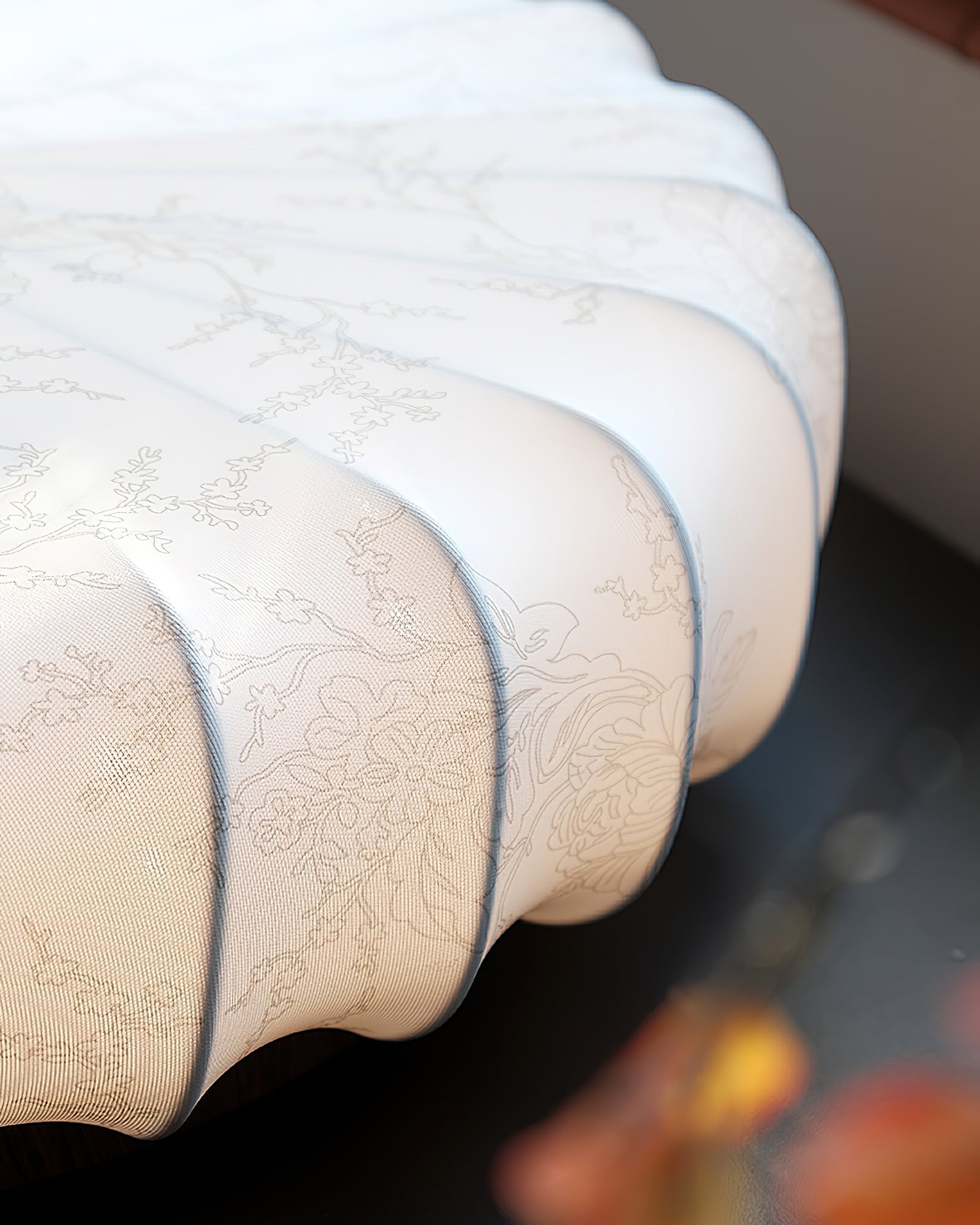 Ceiling Lamp Fabric Shade Pleated Lotus Shape Wooden Canopy | ventumra