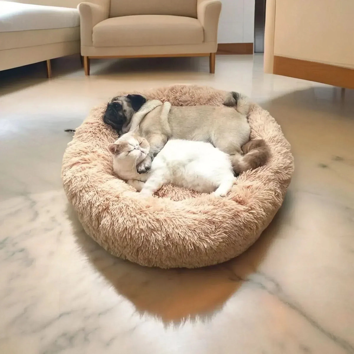 Super Soft Calming Dog Bed — Plush Cushioned Surface, Thick Bolster Edges