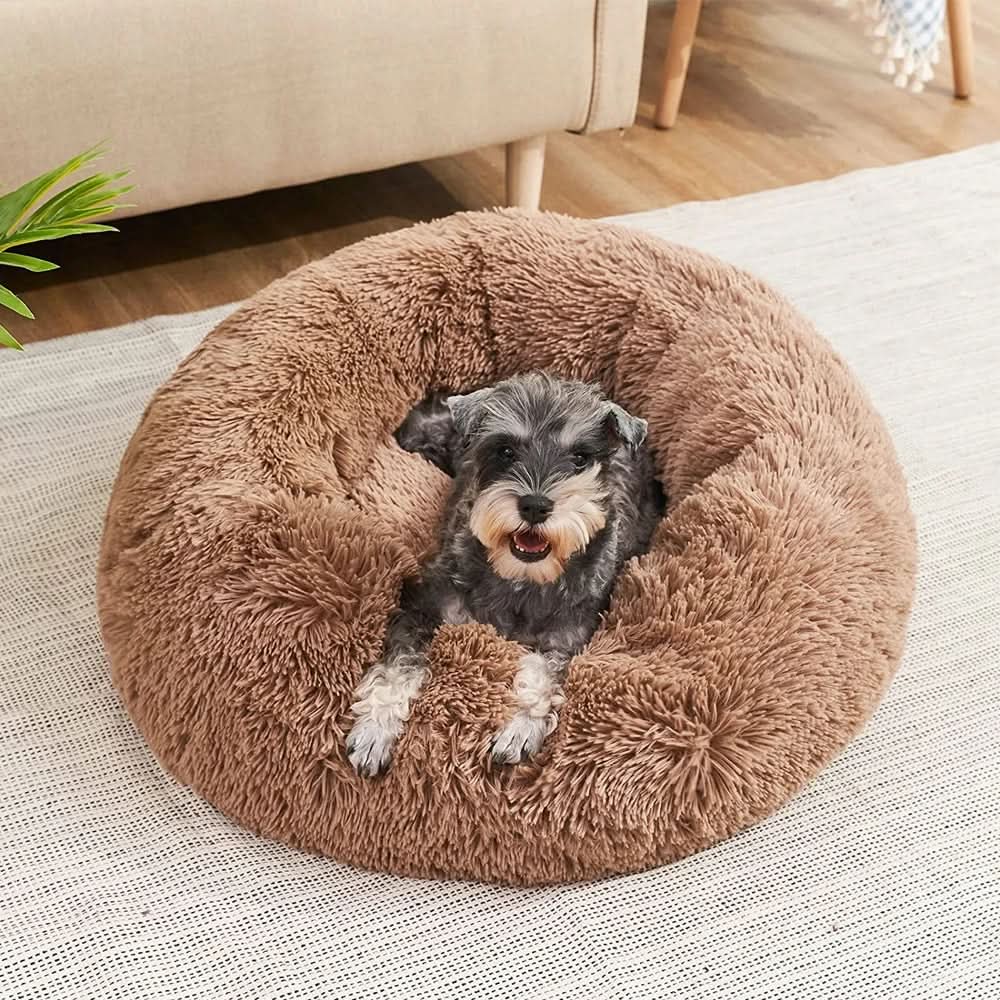 Super Soft Calming Dog Bed — Plush Cushioned Surface, Thick Bolster Edges