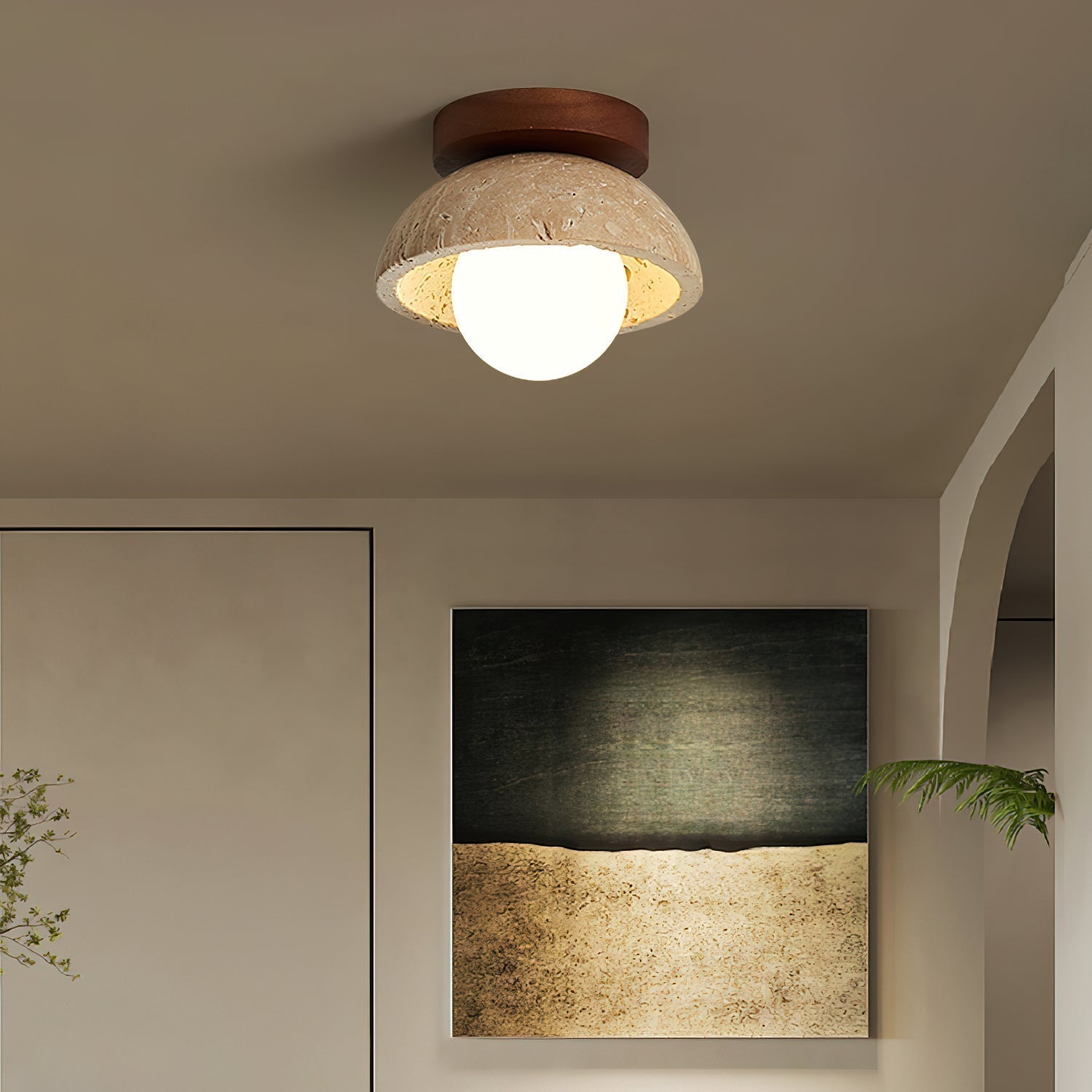 Mysa Minimalist Travertine Ceiling Light | ventumra