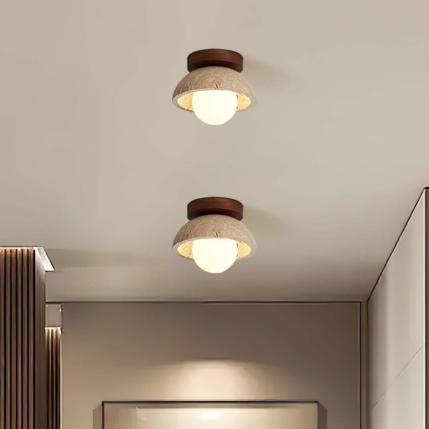 Mysa Minimalist Travertine Ceiling Light | ventumra