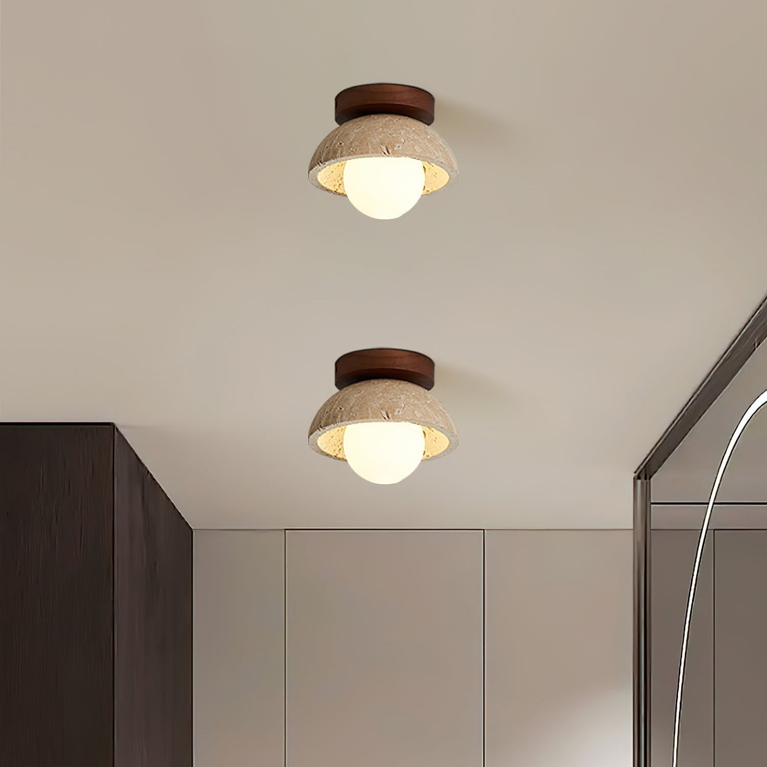 Mysa Minimalist Travertine Ceiling Light | ventumra