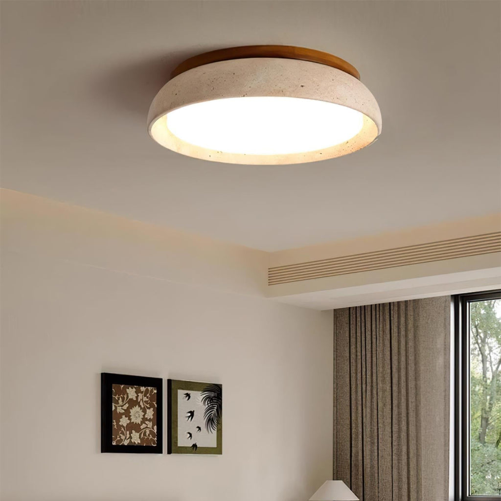 Lampada da soffitto Kloris in travertino color pietra | ventumra