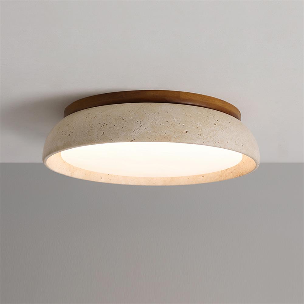Lampada da soffitto Kloris in travertino color pietra | ventumra
