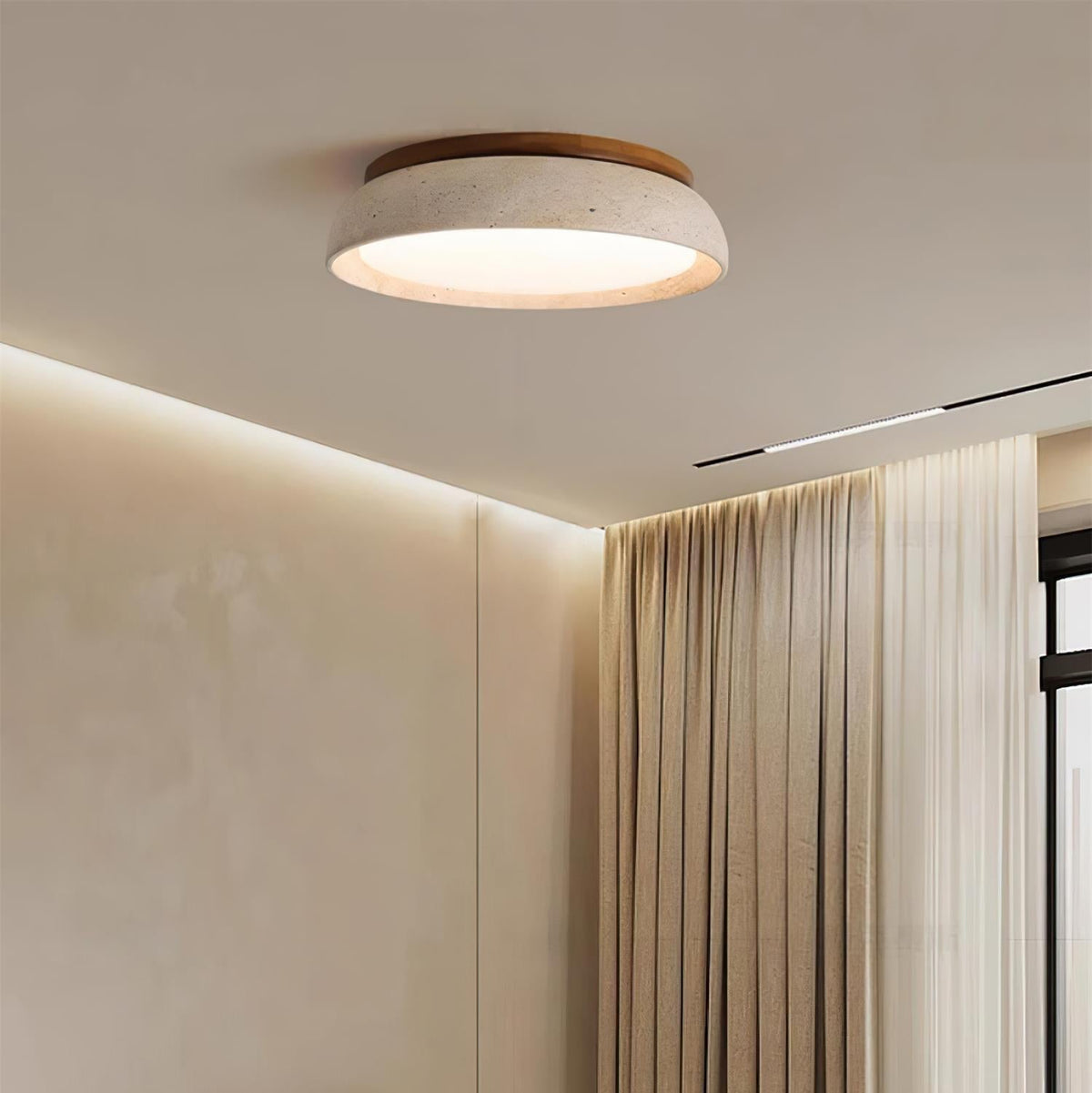 Lampada da soffitto Kloris in travertino color pietra | ventumra