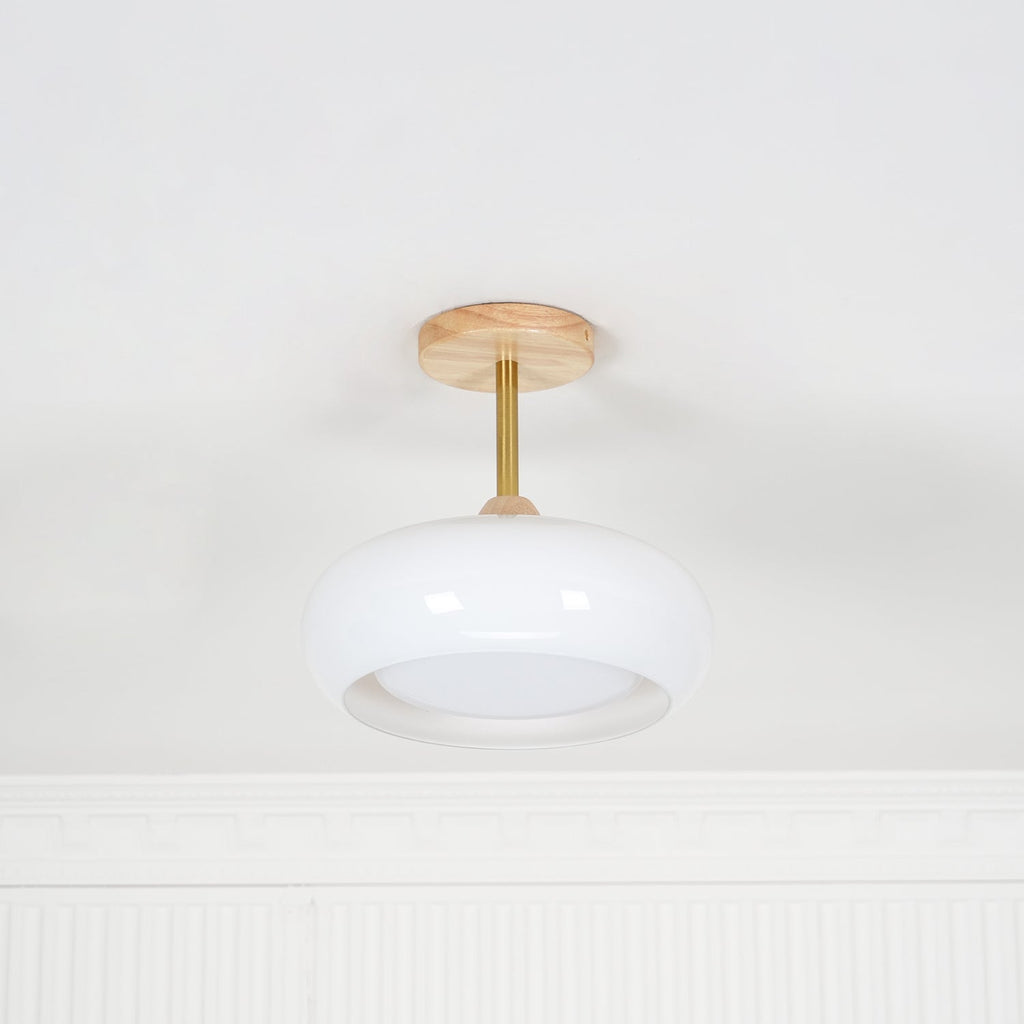 Charlotte Flush Mount Ceiling Light Glass Wood &Orange&White | ventumra