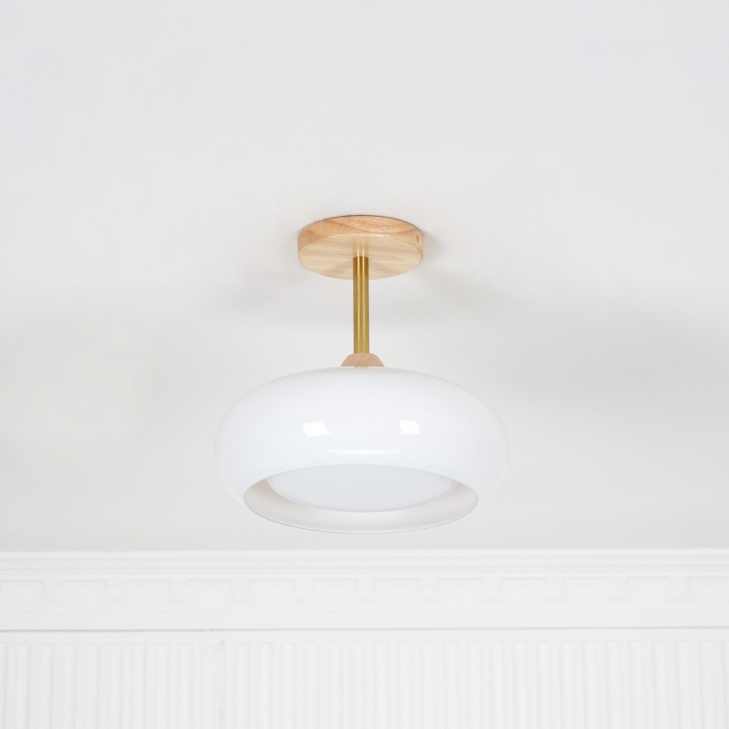 Charlotte Flush Mount Ceiling Light Glass Wood &Orange&White | ventumra