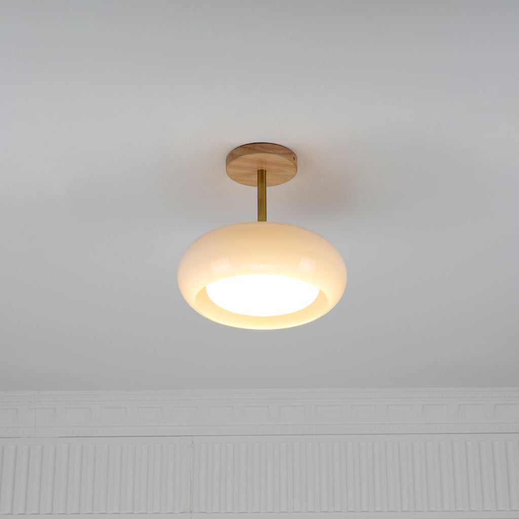 Charlotte Flush Mount Ceiling Light Glass Wood &Orange&White | ventumra