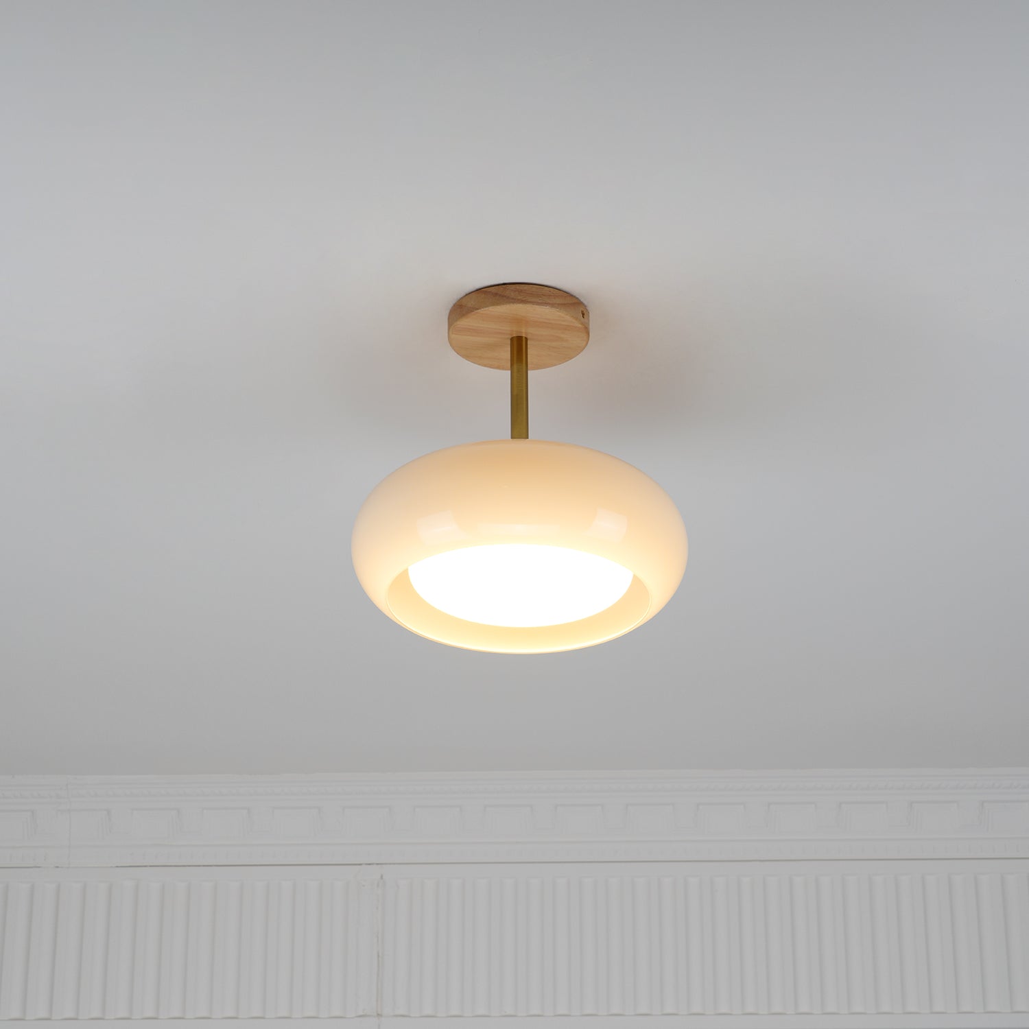 Charlotte Flush Mount Ceiling Light Glass Wood &Orange&White | ventumra