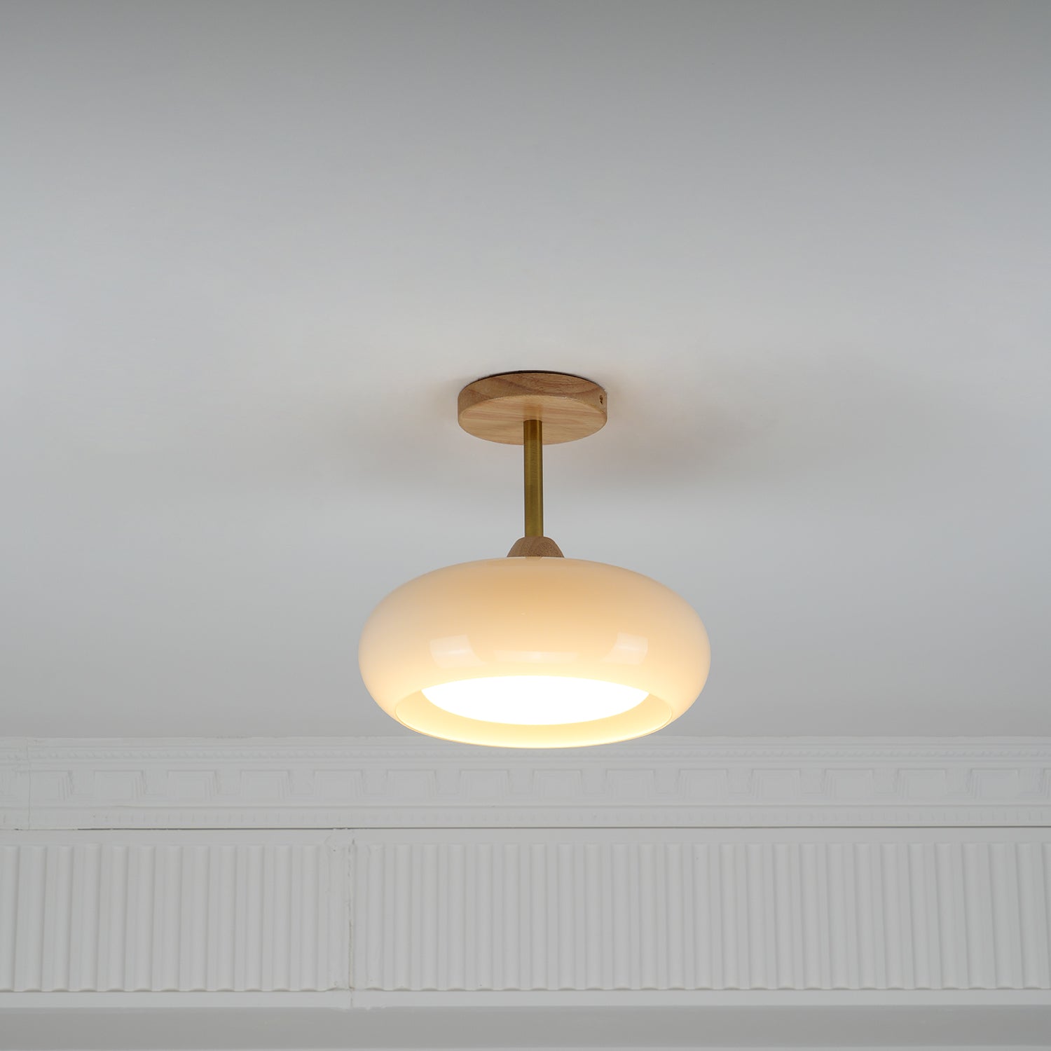 Charlotte Flush Mount Ceiling Light Glass Wood &Orange&White | ventumra