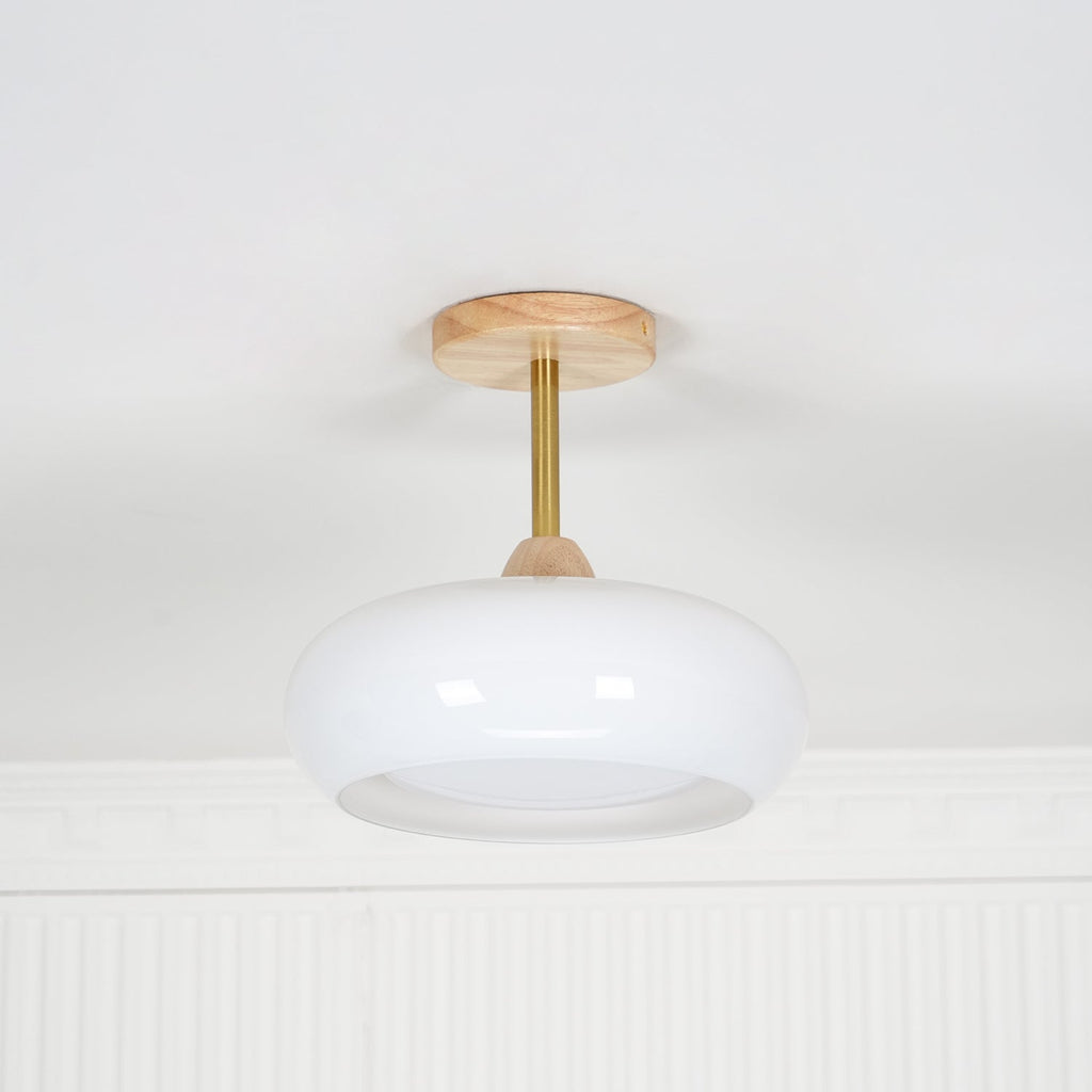Charlotte Flush Mount Ceiling Light Glass Wood &Orange&White | ventumra