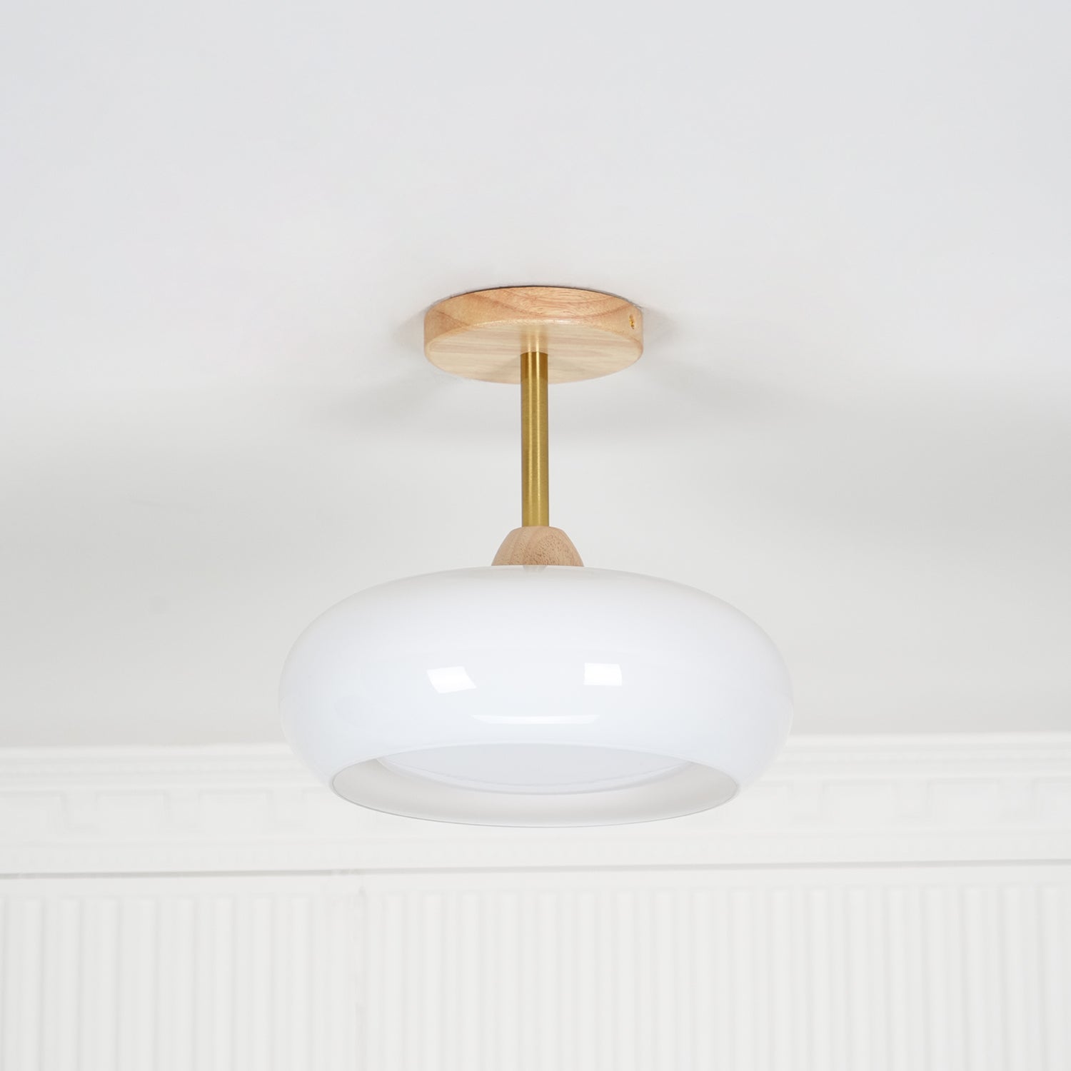Charlotte Flush Mount Ceiling Light Glass Wood &Orange&White | ventumra