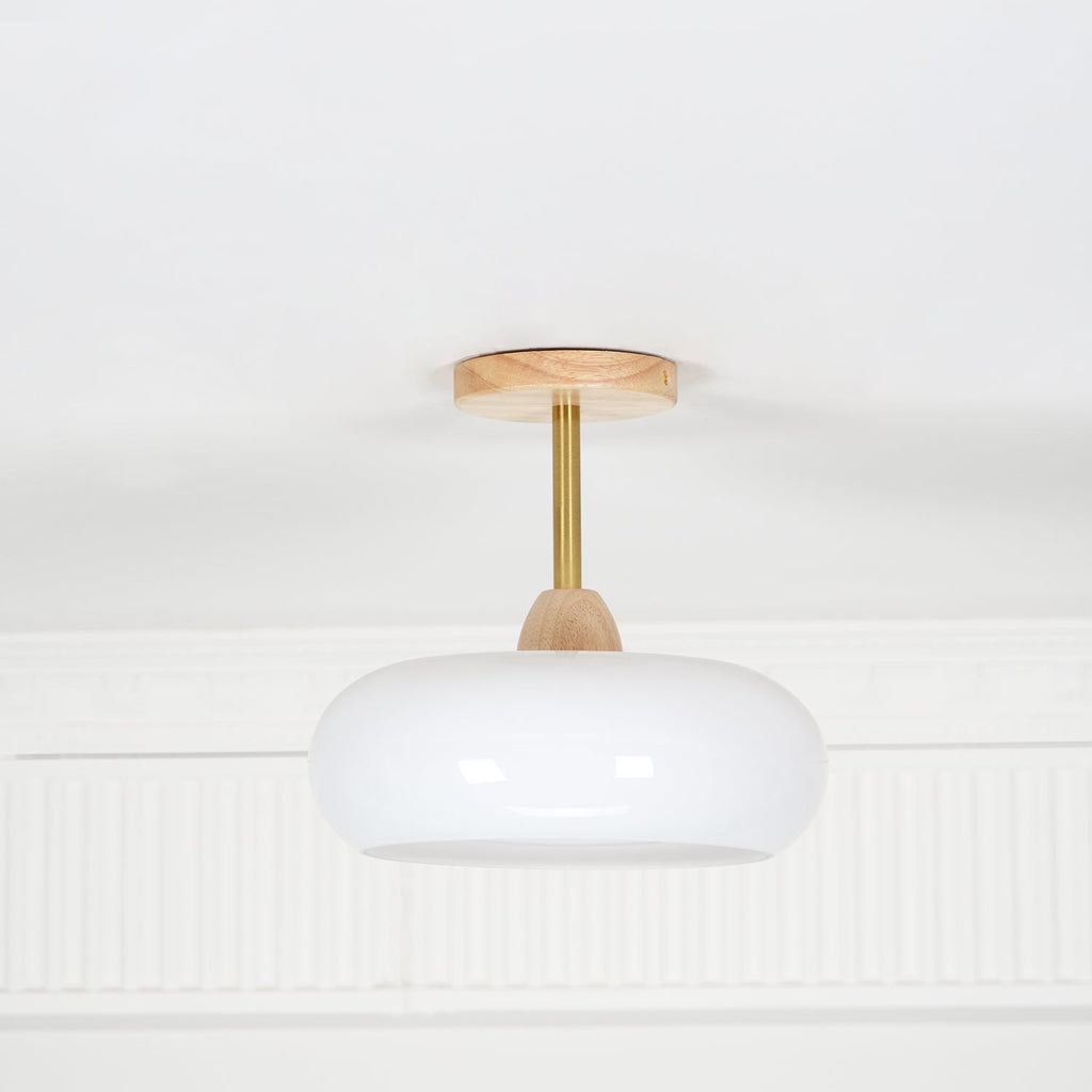 Charlotte Flush Mount Ceiling Light Glass Wood &Orange&White | ventumra