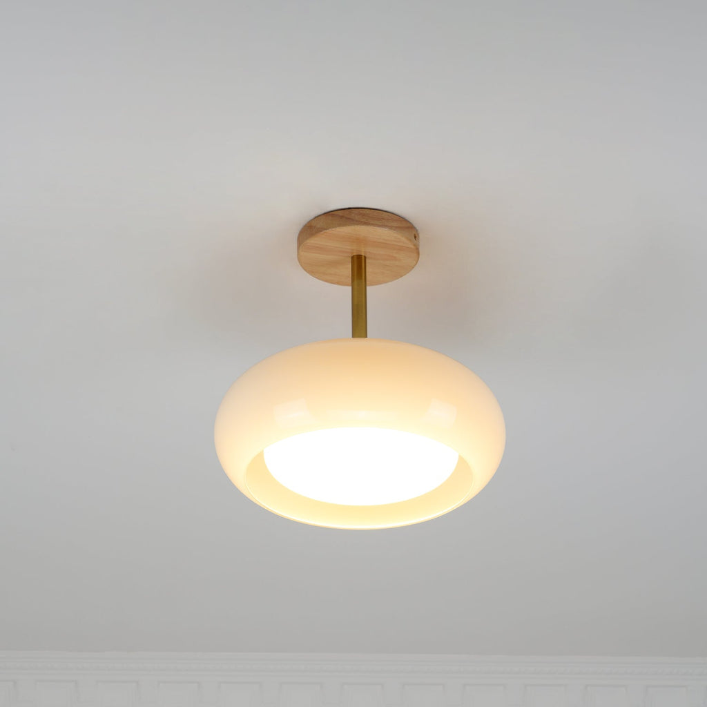 Charlotte Flush Mount Ceiling Light Glass Wood &Orange&White | ventumra