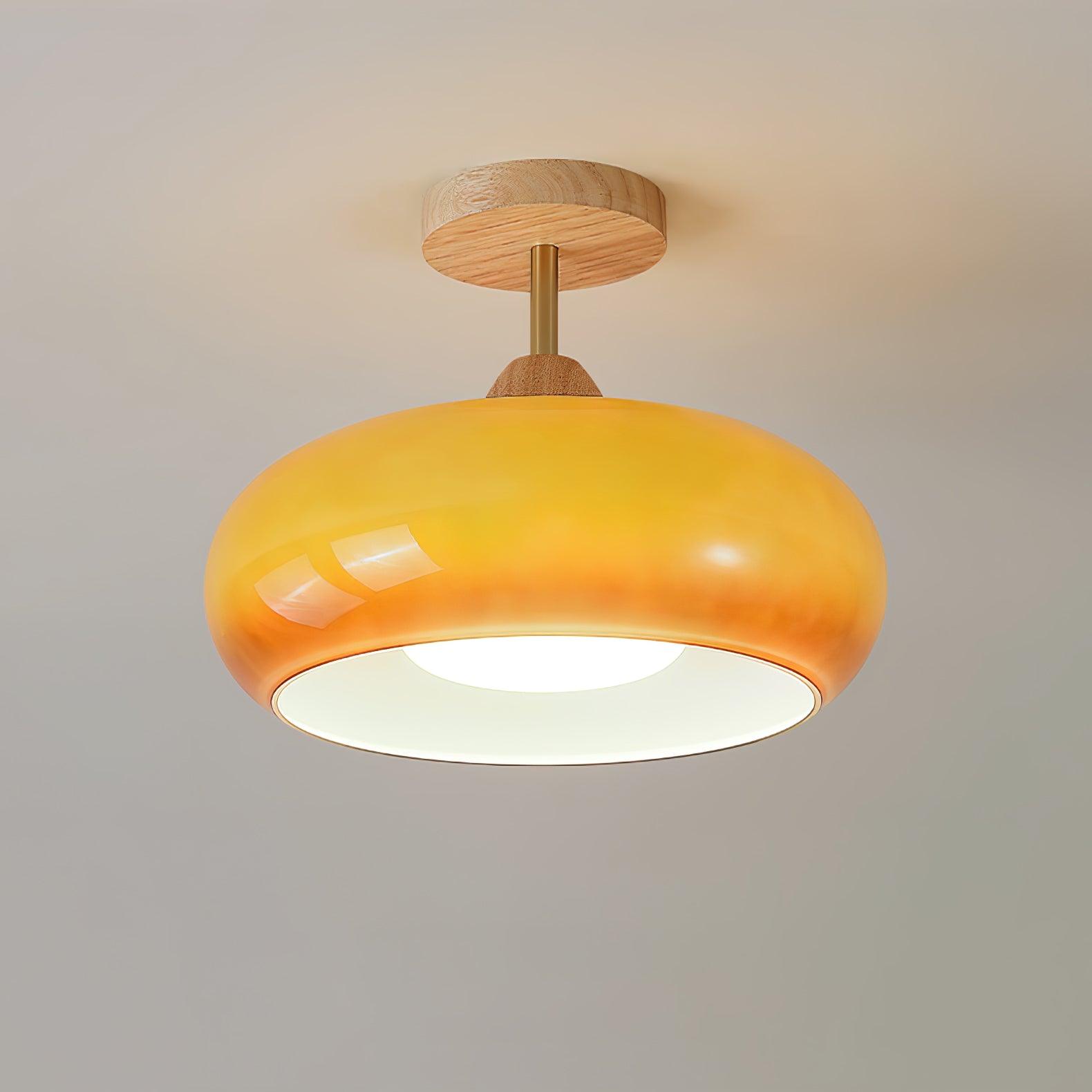 Charlotte Flush Mount Ceiling Light Glass Wood &Orange&White | ventumra