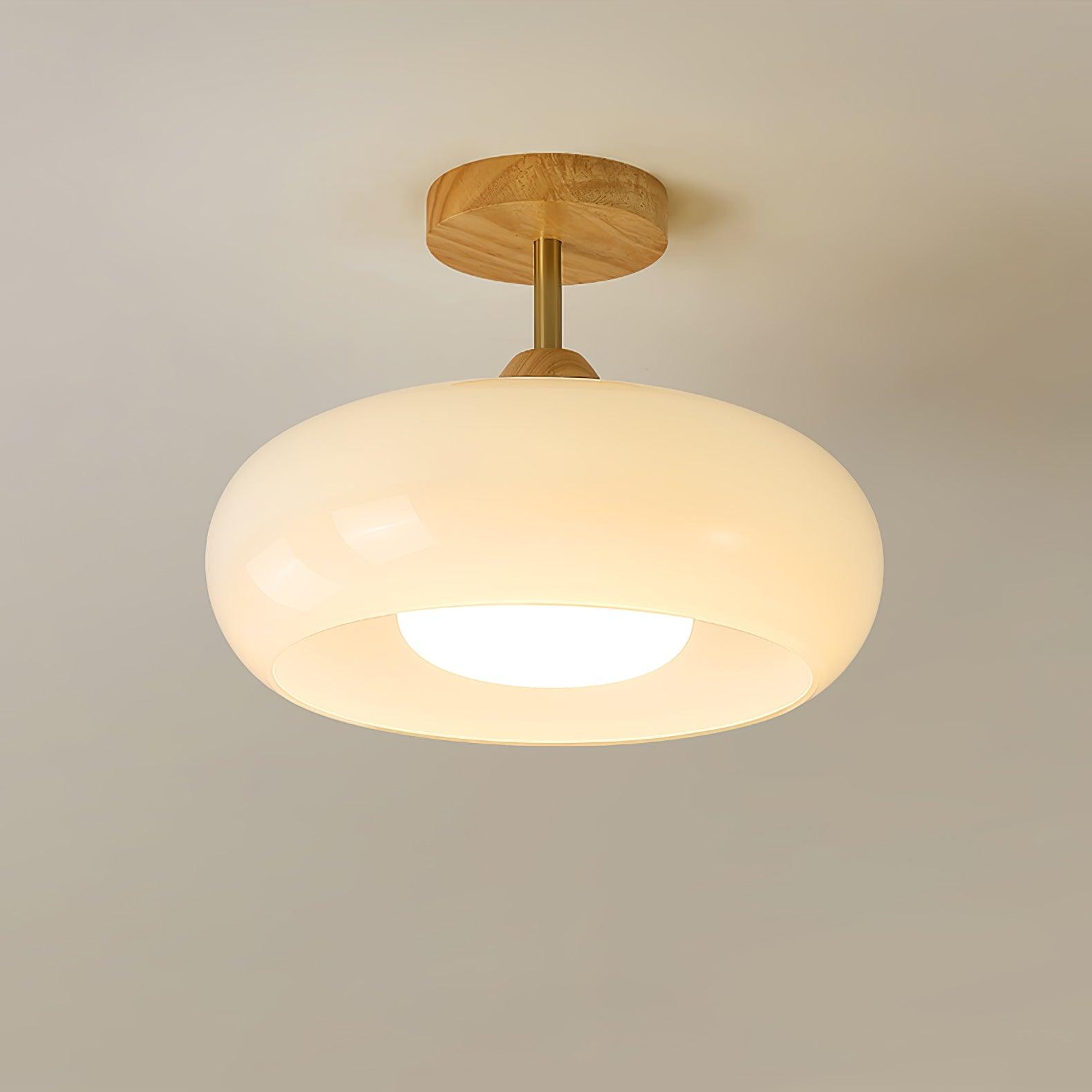 Charlotte Flush Mount Ceiling Light Glass Wood &Orange&White | ventumra