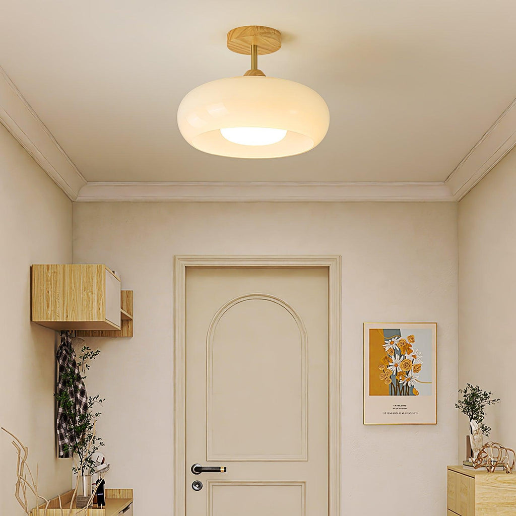 Charlotte Flush Mount Ceiling Light Glass Wood &Orange&White | ventumra