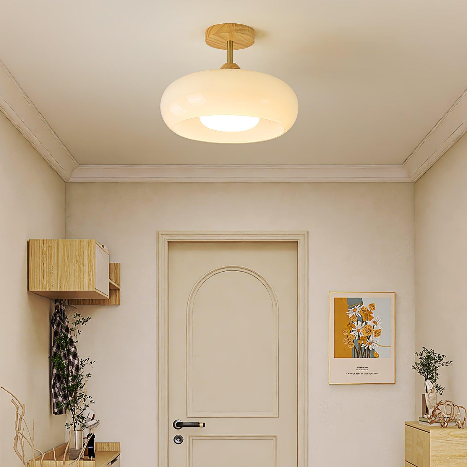 Charlotte Flush Mount Ceiling Light Glass Wood &Orange&White | ventumra
