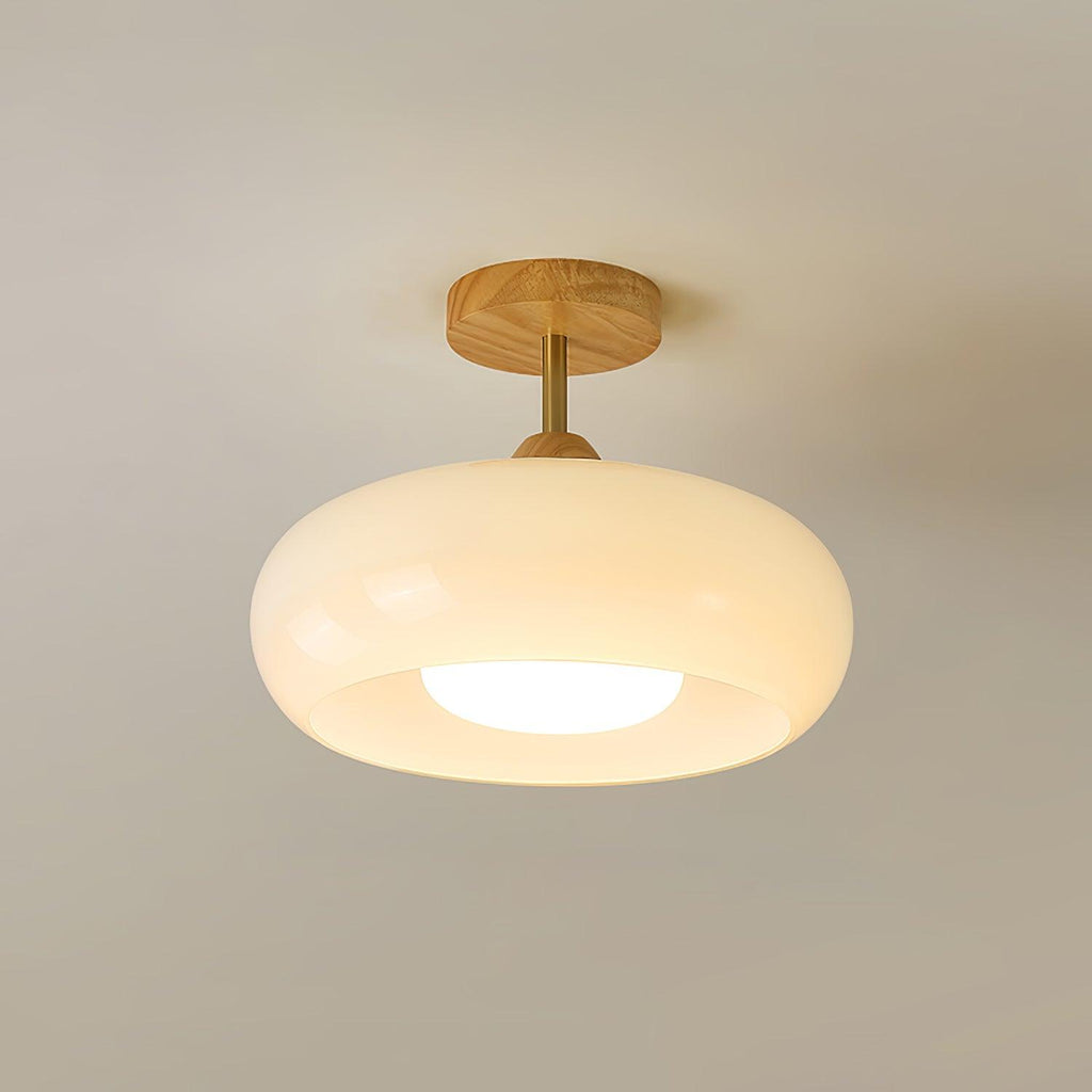 Charlotte Flush Mount Ceiling Light Glass Wood &Orange&White | ventumra