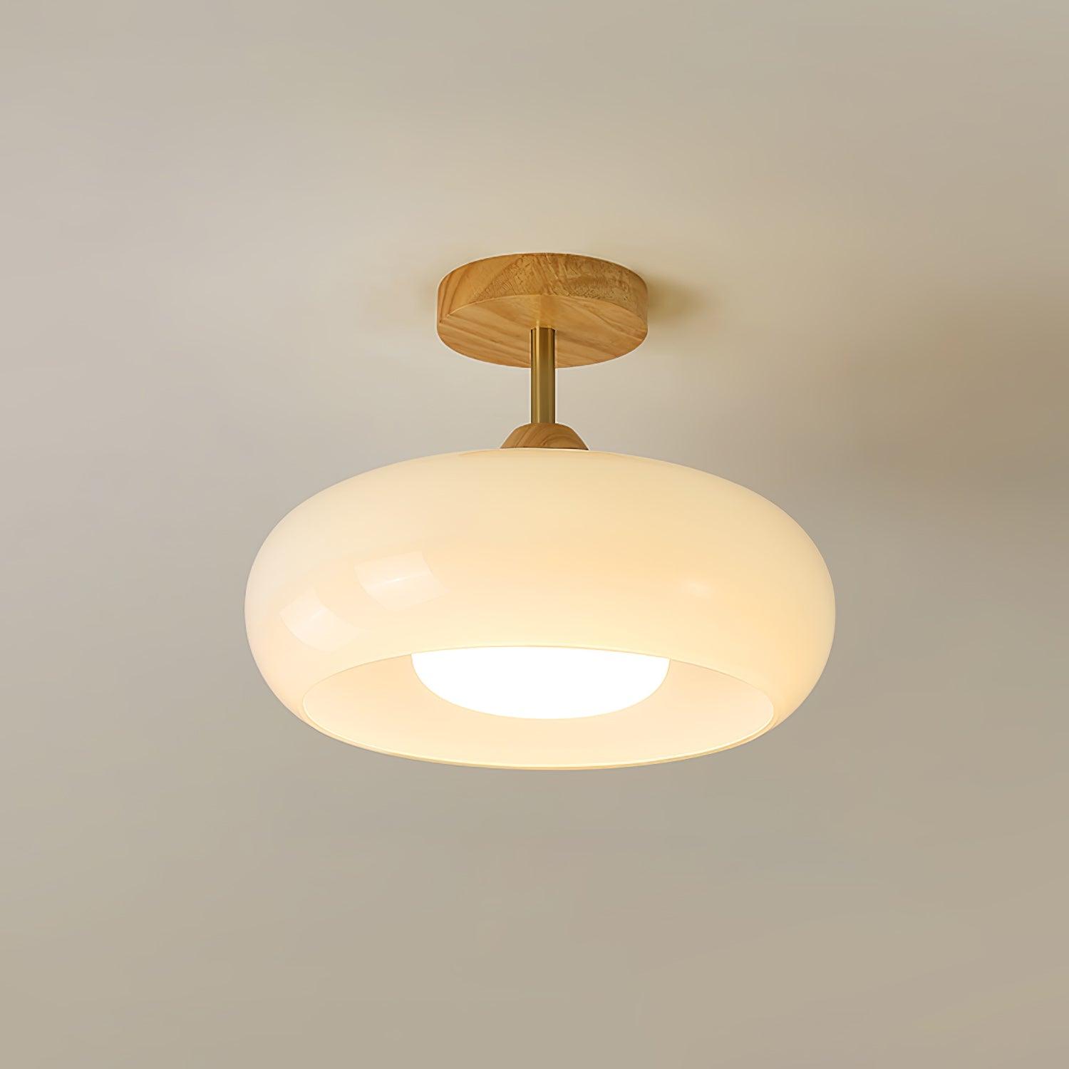 Charlotte Flush Mount Ceiling Light Glass Wood &Orange&White | ventumra