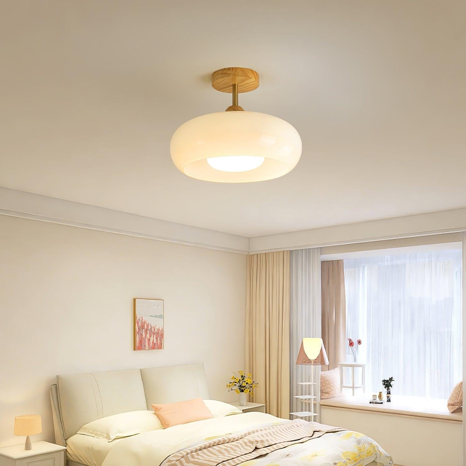 Charlotte Flush Mount Ceiling Light Glass Wood &Orange&White | ventumra