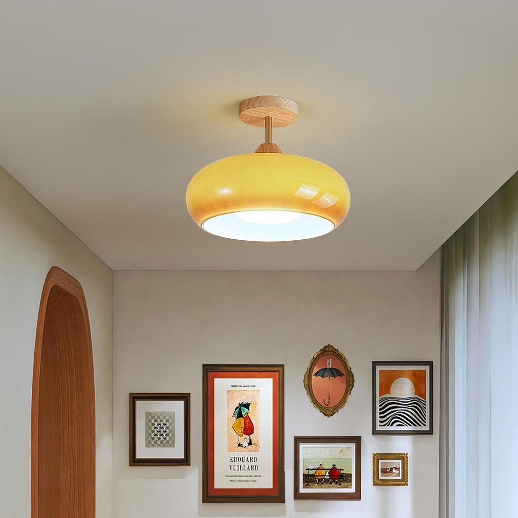 Charlotte Flush Mount Ceiling Light Glass Wood &Orange&White | ventumra
