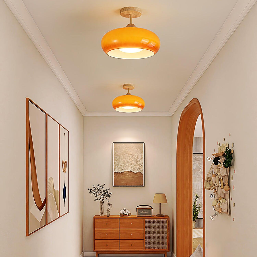 Charlotte Flush Mount Ceiling Light Glass Wood &Orange&White | ventumra