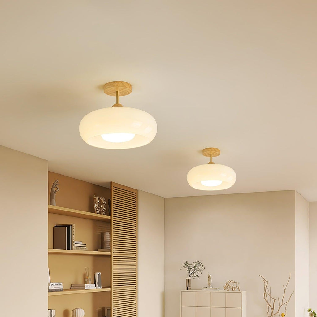 Charlotte Flush Mount Ceiling Light Glass Wood &Orange&White | ventumra