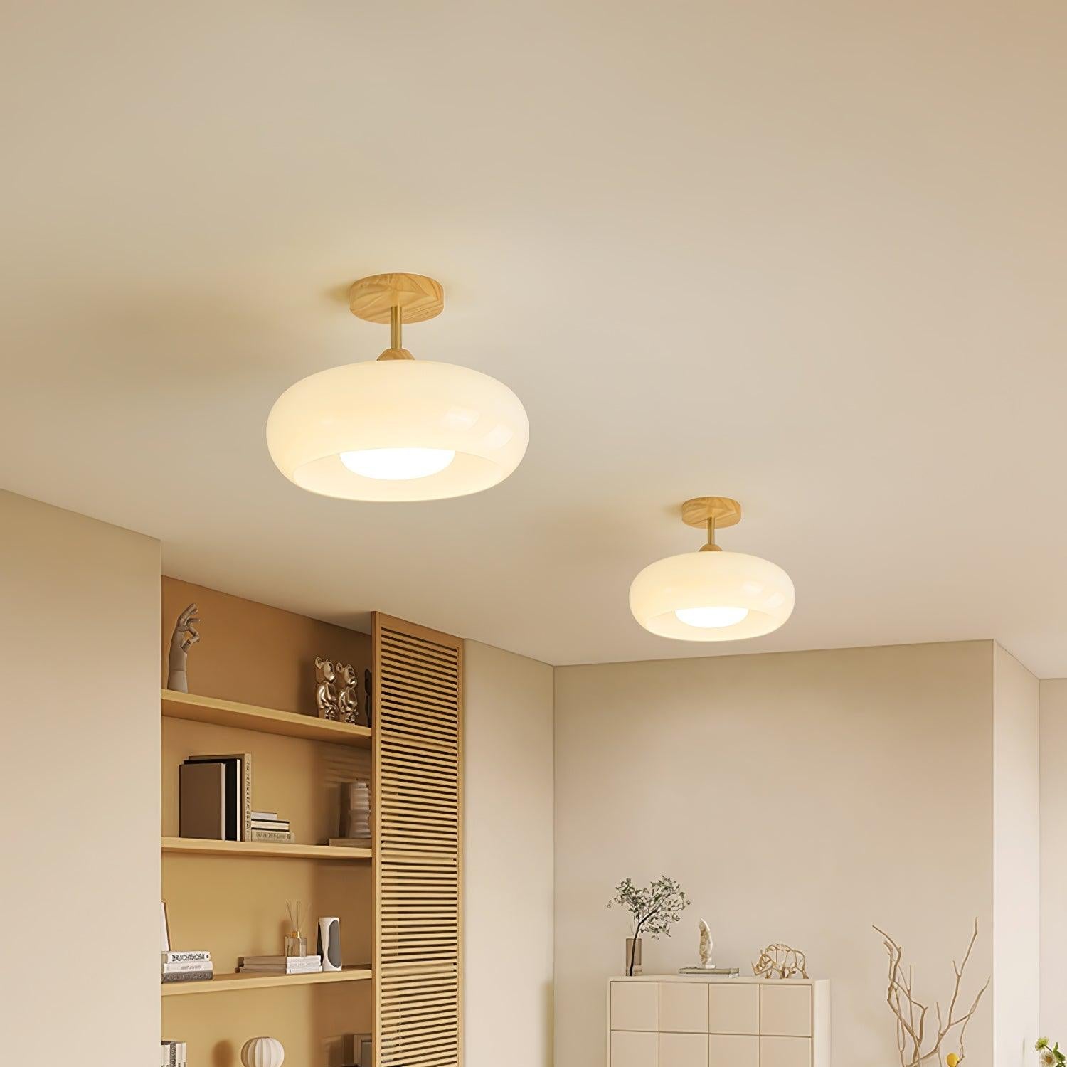Charlotte Flush Mount Ceiling Light Glass Wood &Orange&White | ventumra