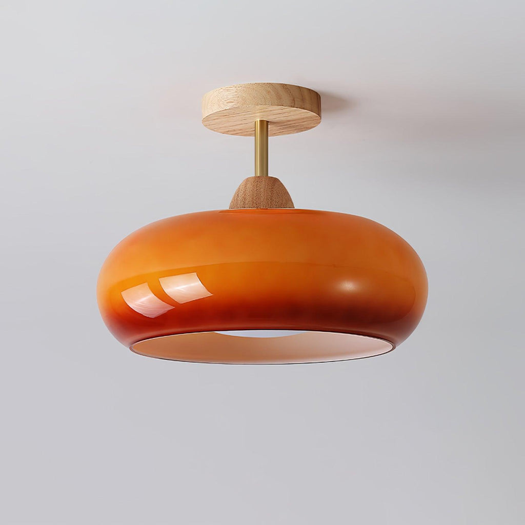 Charlotte Flush Mount Ceiling Light Glass Wood &Orange&White | ventumra