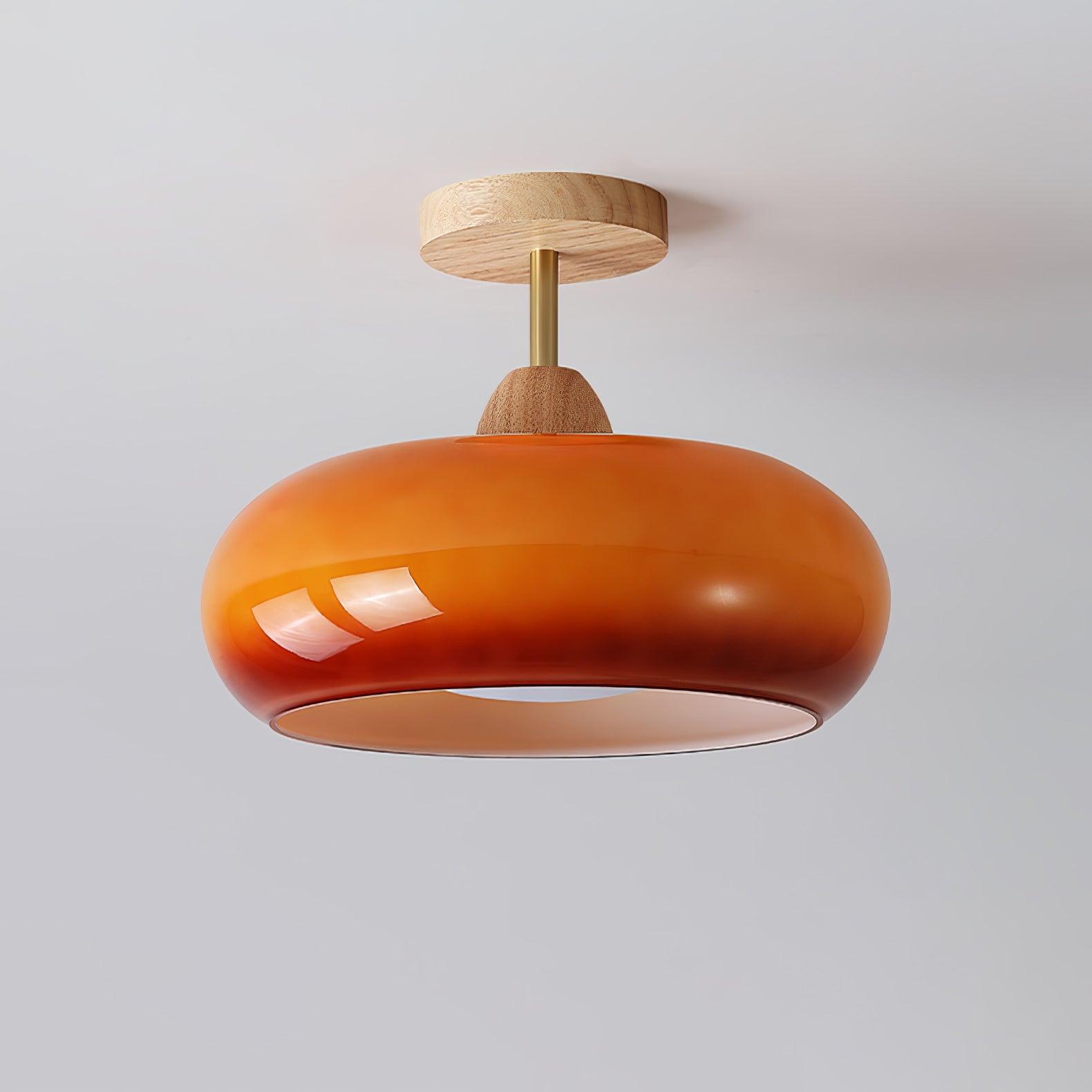 Charlotte Flush Mount Ceiling Light Glass Wood &Orange&White | ventumra