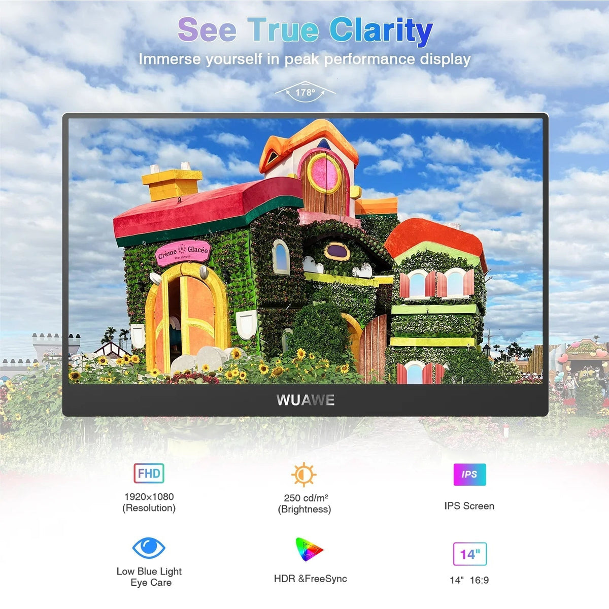 Monitor portabil de călătorie de 14 inchi, subțire, cu rezoluție 1080P | Ventumra