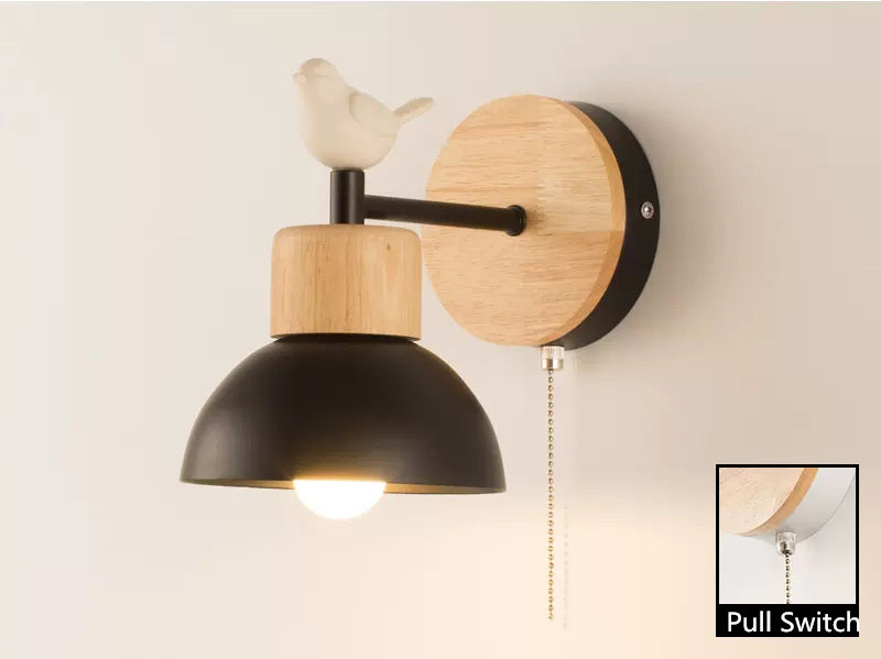 Ornwood Nordic Wooden Bird Wall Lamp With Adjustable LED Arm