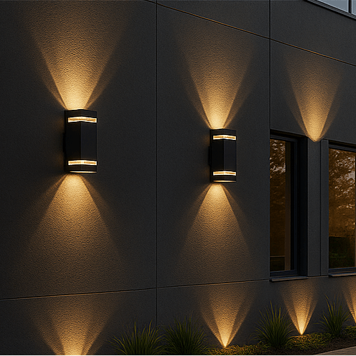 AuroraEdge Luz exterior moderna ascendente y descendente — Lámpara de jardín impermeable IP65