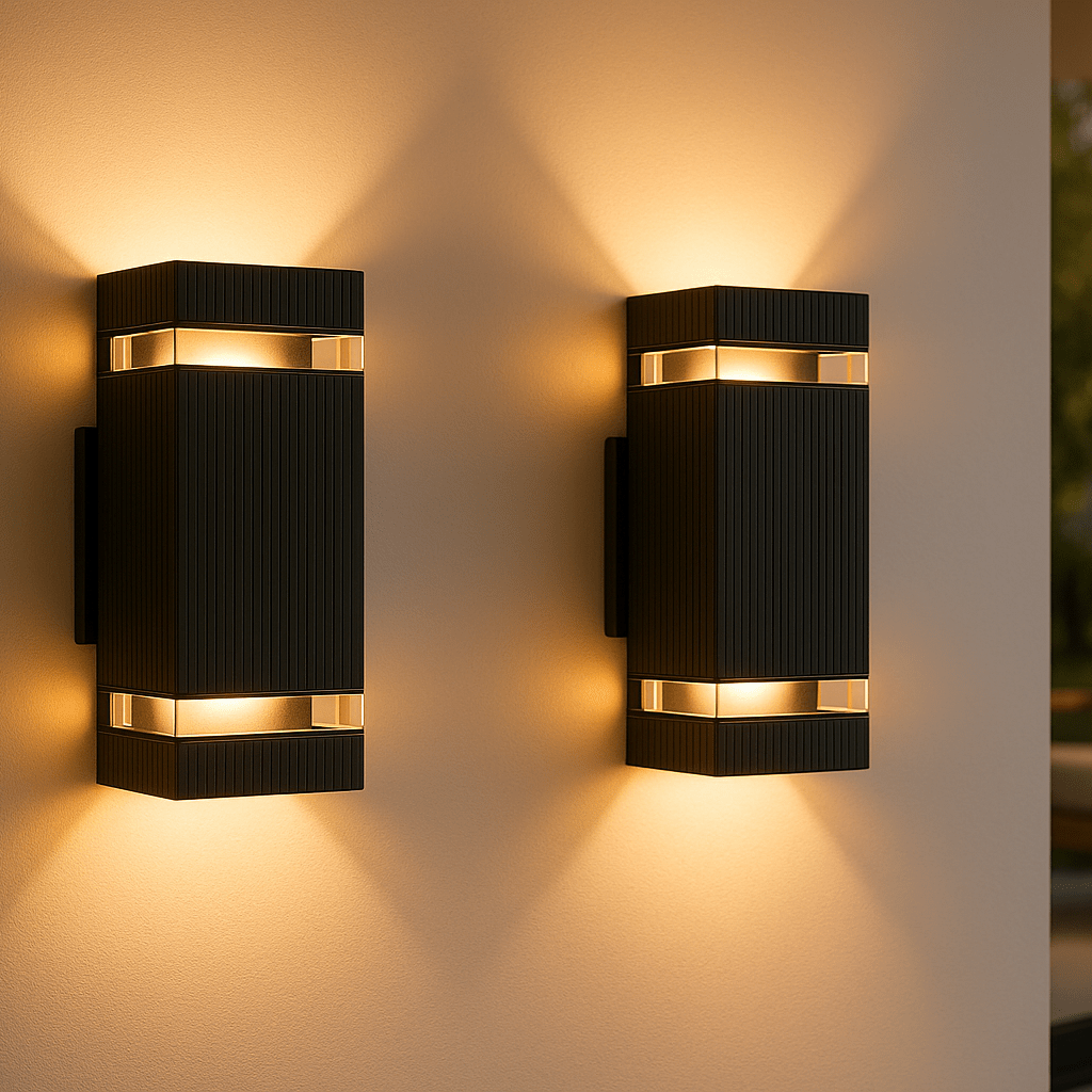 AuroraEdge Luz exterior moderna ascendente y descendente — Lámpara de jardín impermeable IP65
