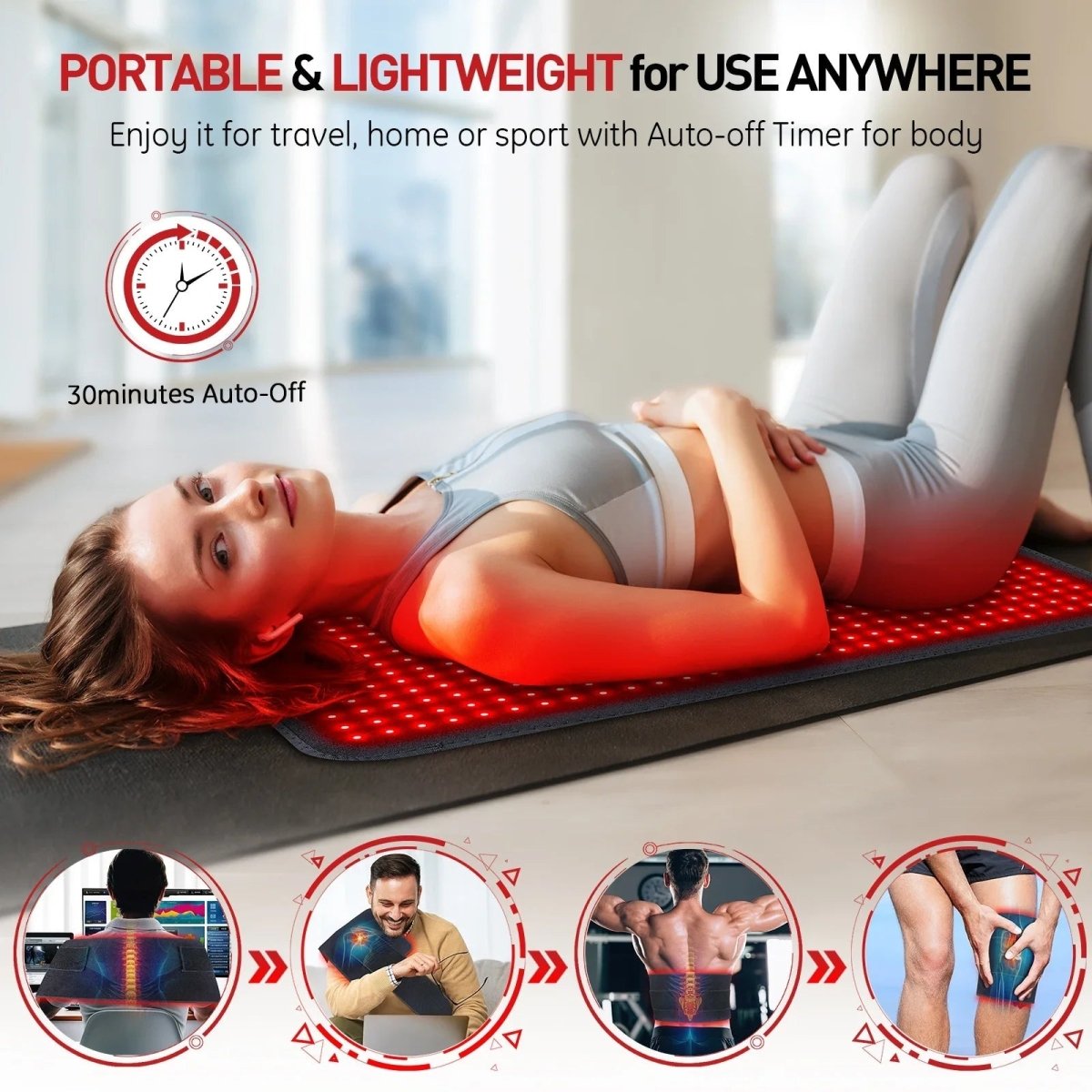 TranquilGlow Red Light Therapy Heating Pad — Radiant Heat and Infrared Rays