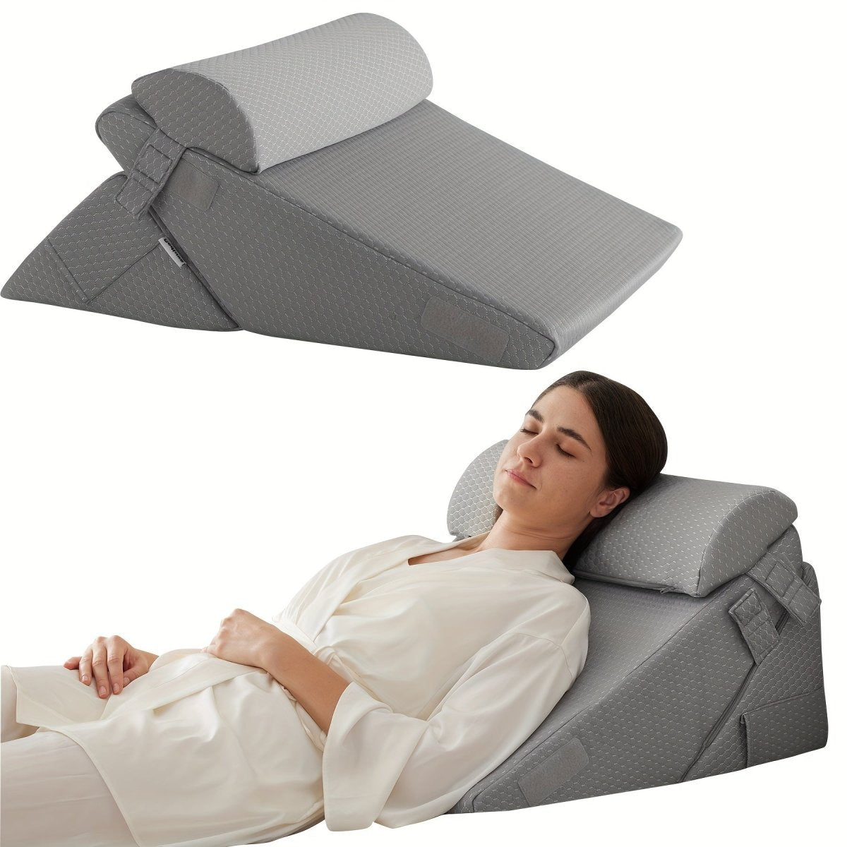 SereniRise Adjustable Memory Foam Wedge Cushion — Gradual Incline Design